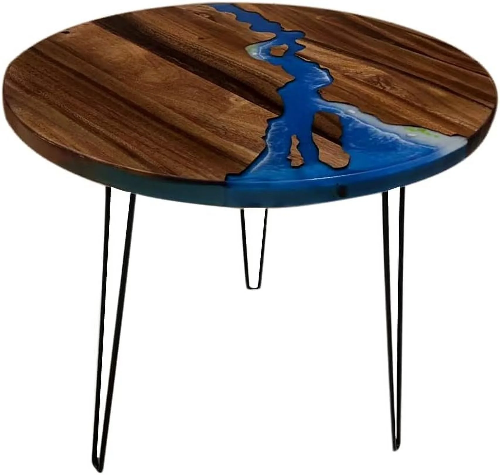 Round Coffee Table Pure Handmade Teak Wood Resin Furniture For Home Decor, Teak Resin Coffee Round Table, Round Kitchen Table, For Home, Balcony, Office, Farmhouse And Living Room