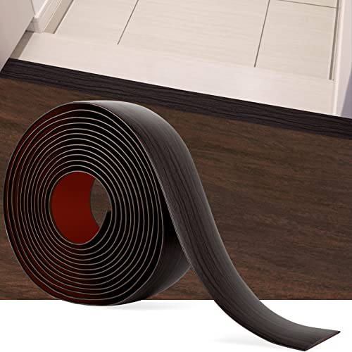 16.4Ft Floor Transition Strip Self Adhesive Vinyl Cover Floor Strip Flat Divider Transition Strip Wood Grain Design for Laminate Floor Gaps and Doorway Transitions (16.4Ft x 2 Inch, Light Brown)