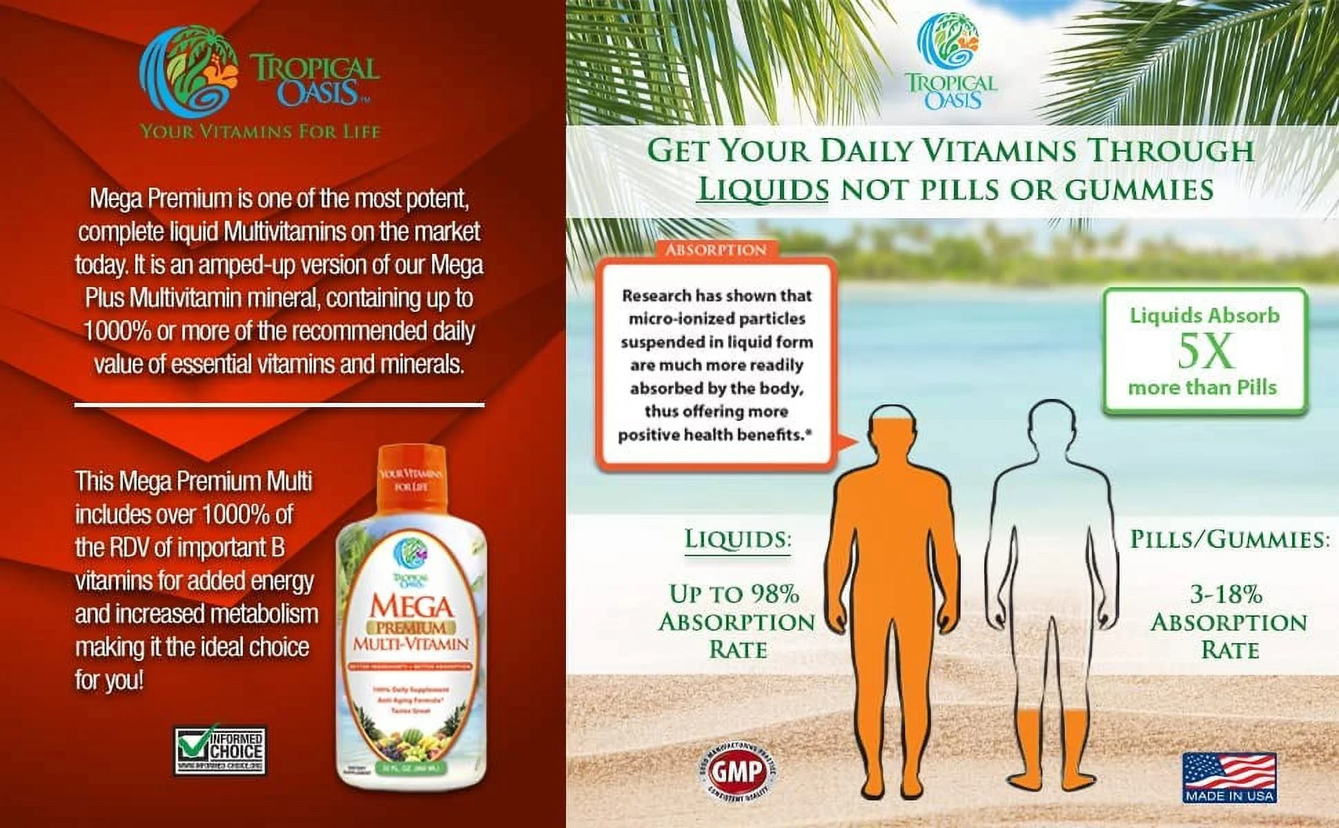 Tropical Oasis Mega Premium Multi-Vitamin 32 fl oz Liq