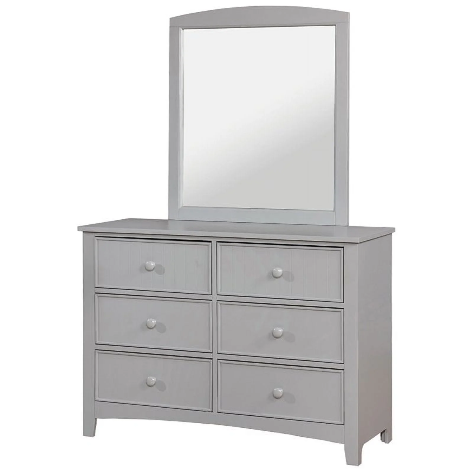 Bowery Hill Transitional Solid Wood Dresser and Mirror in Gray