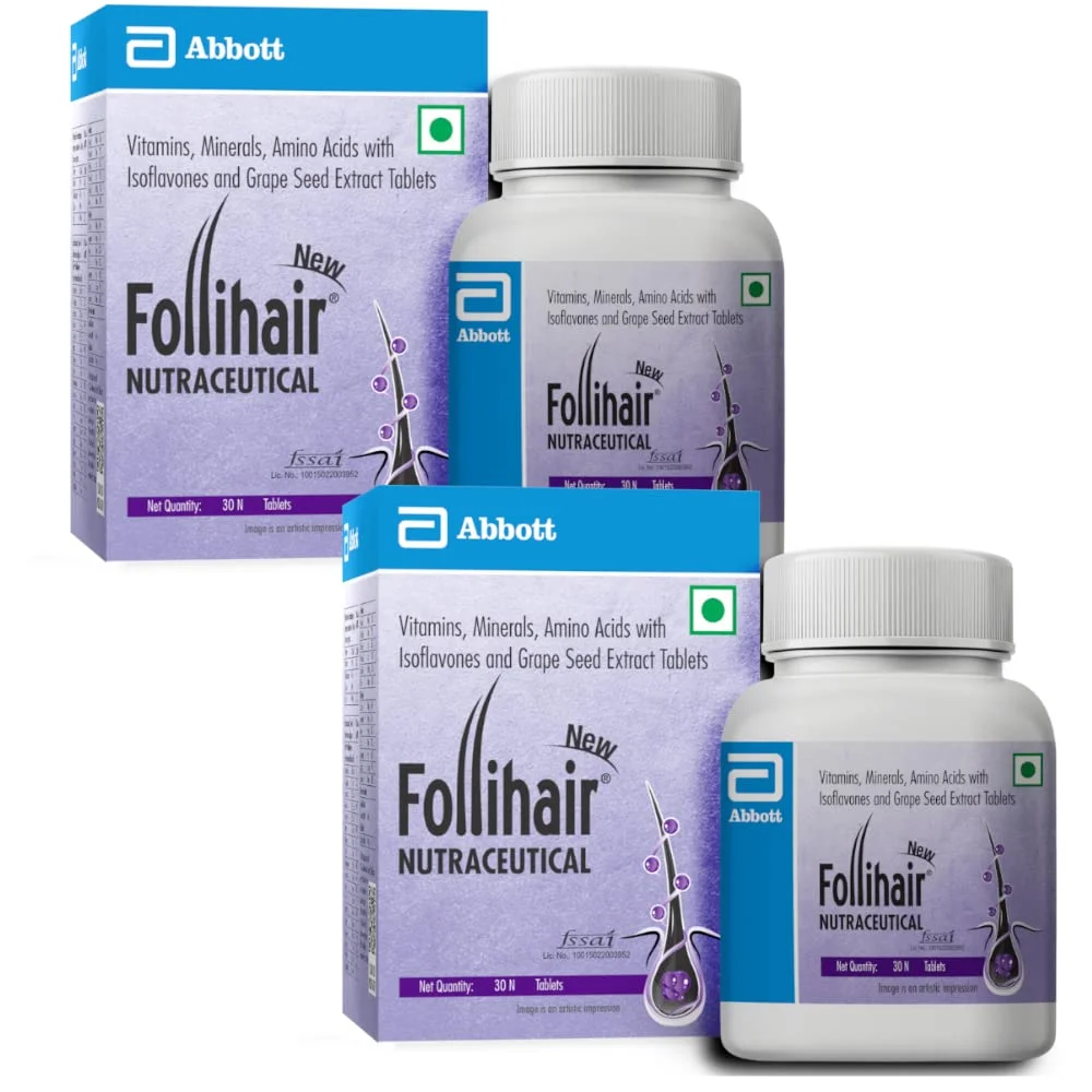 Follihair New Abbott New Biotin With Vitamins (30 Tablets) Pack of 2