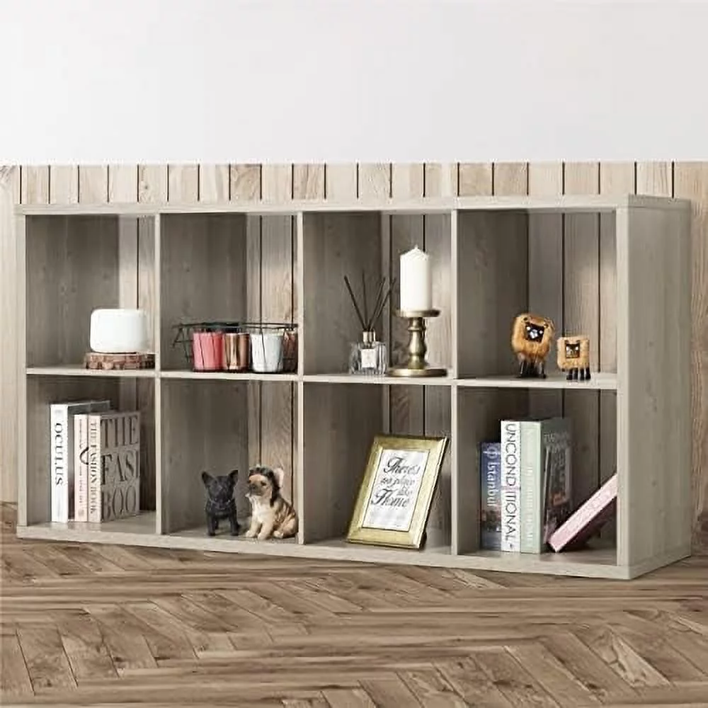 HOOMHIBIU 13-Inch Cube  Organizer   with Extra Thick Exterior Edge  Room Open   Divider  Bookcase  6-Cube / 8-Cube / 9-Cube  Colors Available in Rustic Grey Oak and White