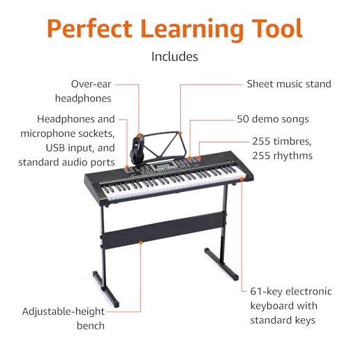 Amazon Basics Electric Keyboard 88-Keys, Semi-Weighted Digital Piano For Performance with Sustain Pedal, Power Supply, 2 Speakers, Lesson Mode, Black