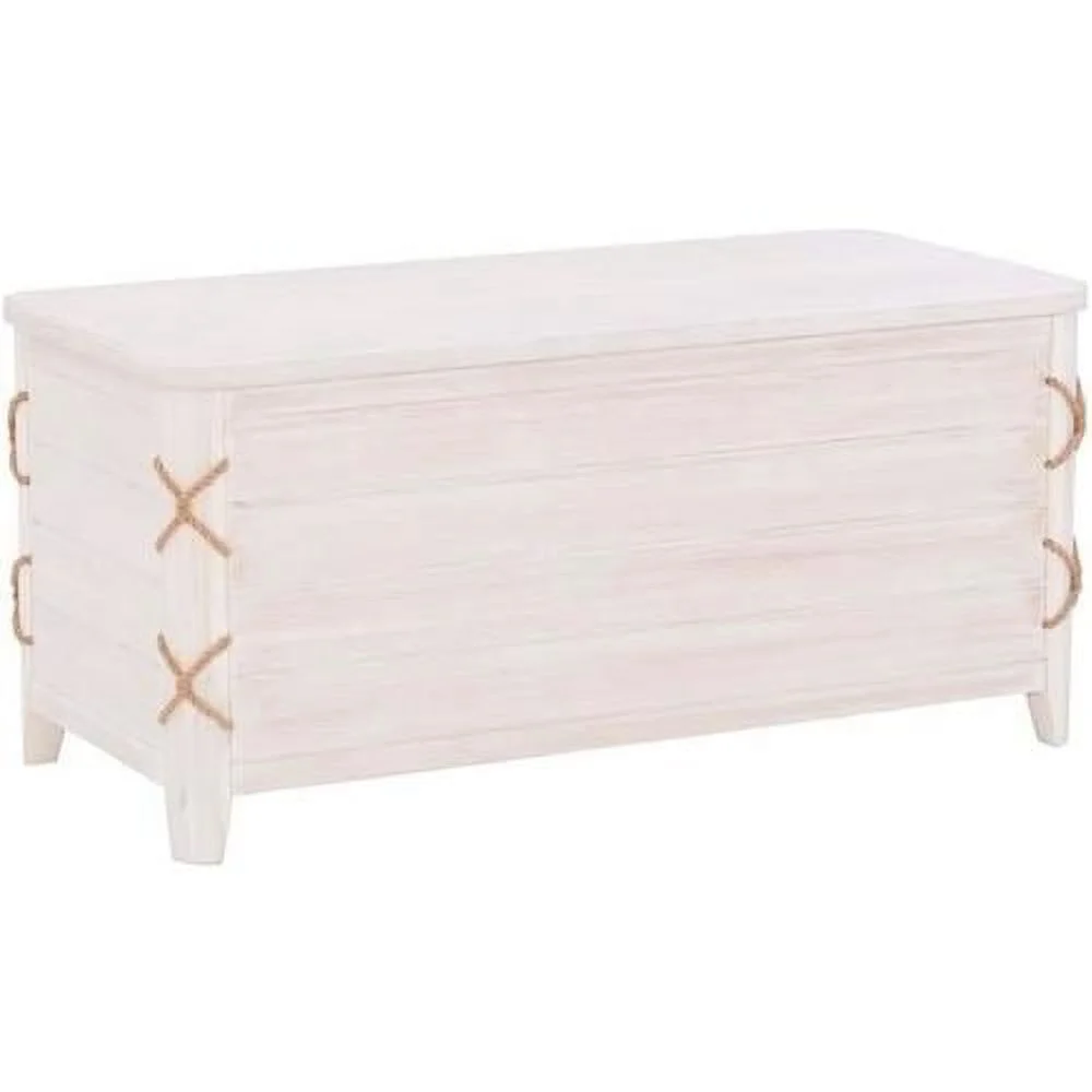 Modern Wood Rope Cedar Lined Storage Chest In White