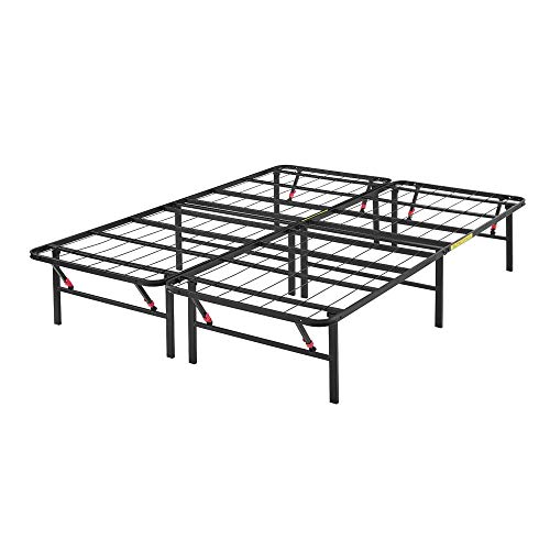 Amazon Basics Bed Frame with Storage, Foldable Metal Platform, Sturdy Steel, No Box Spring Needed, 14 inches High, Tool-Free Setup, Full Size, Black