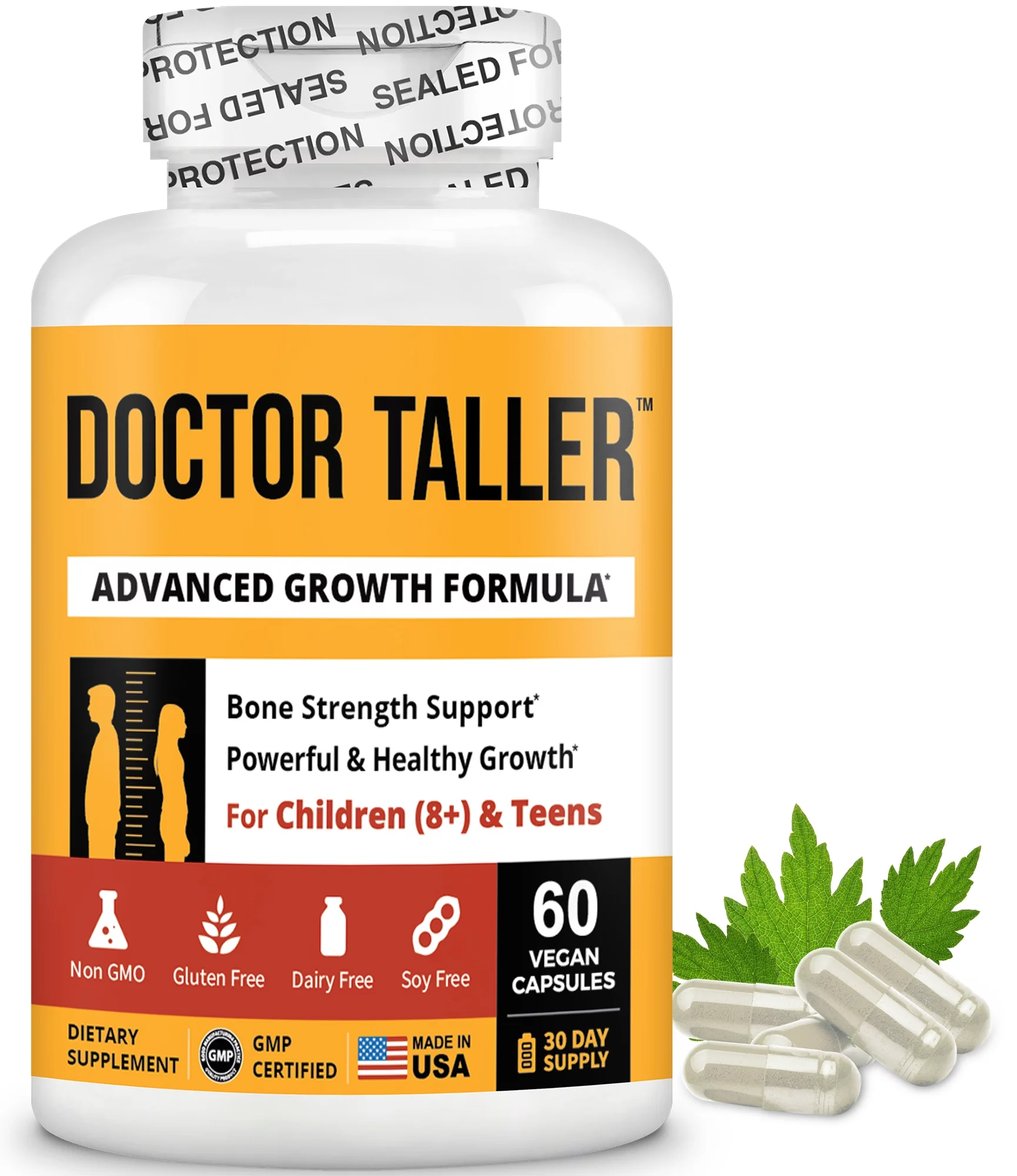 NuBest Doctor Taller, Premium Formula Supports Bone Health for Ages (8+) and Teens, 60 Vegan Capsules