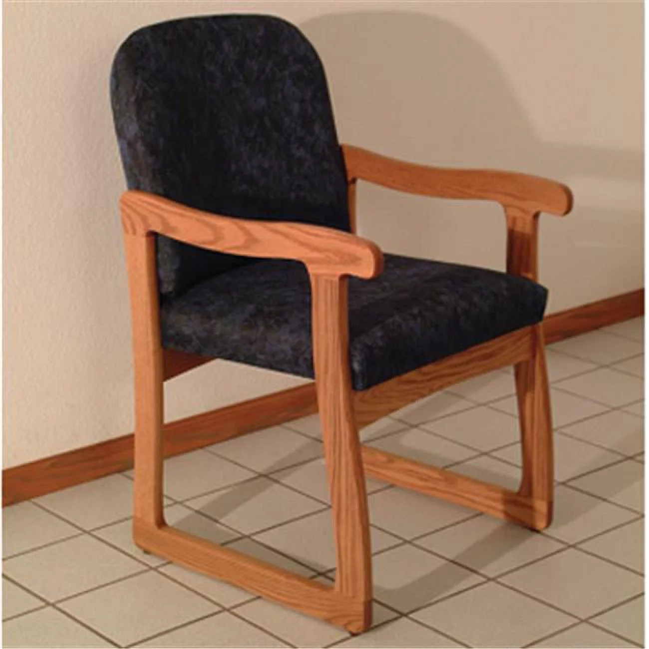 Wooden Mallet DW7-1MOWB Prairie Guest Chair in Medium Oak - Watercolor Blue