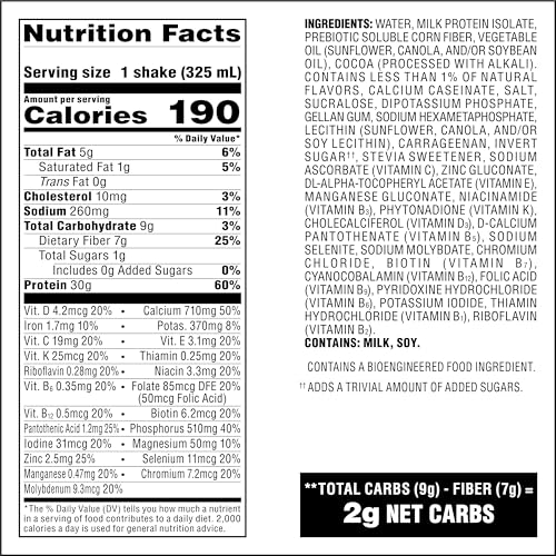 Atkins Strong High Protein Shake, Milk Chocolate Flavored, 30g Protein, Low Carb and Low Sugar Shake, Keto Friendly, Gluten Free, Muscle and Gut Health Support Complex, 12 Count