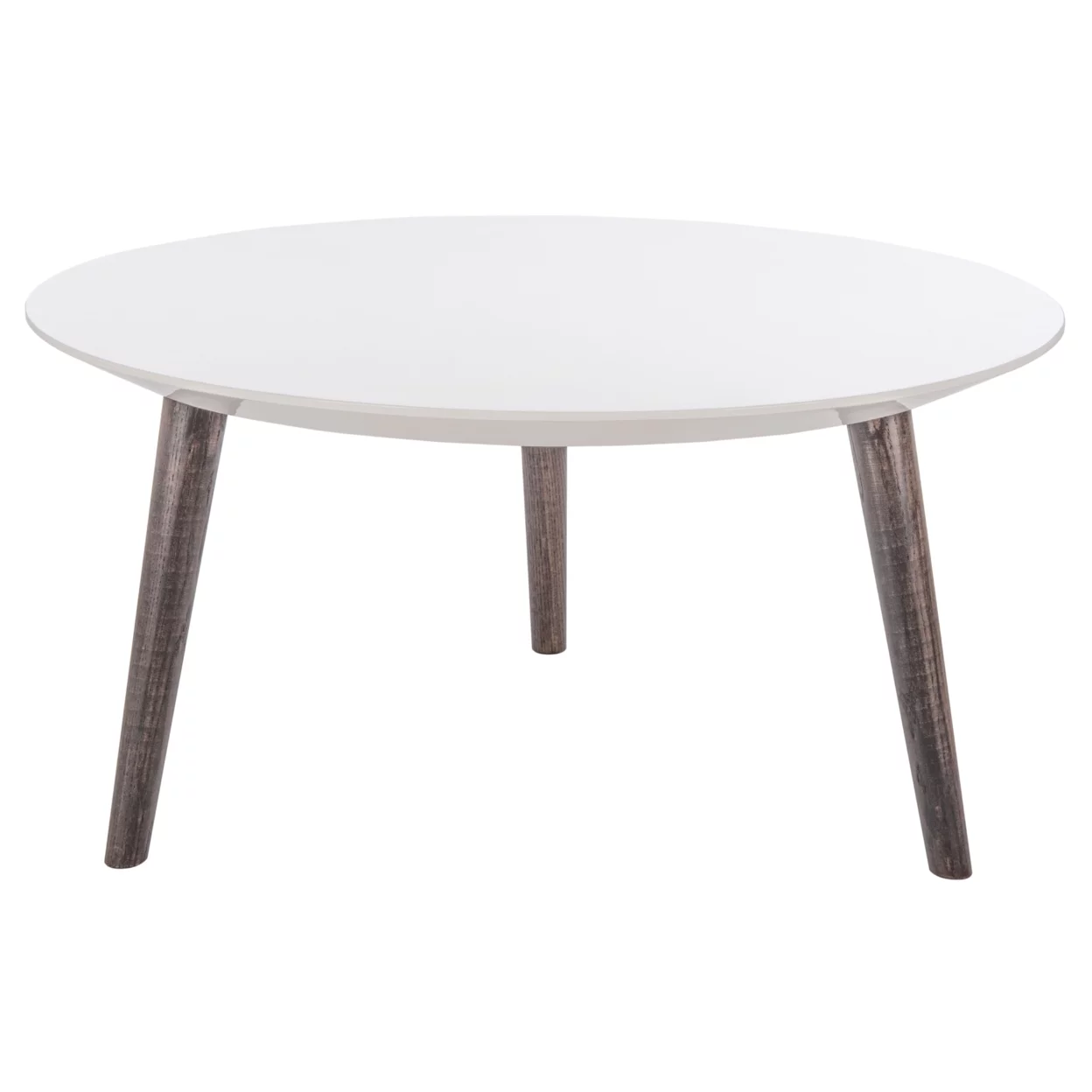 SAFAVIEH Josiah Retro Round Lacquer Accent Table White / Dark Brown