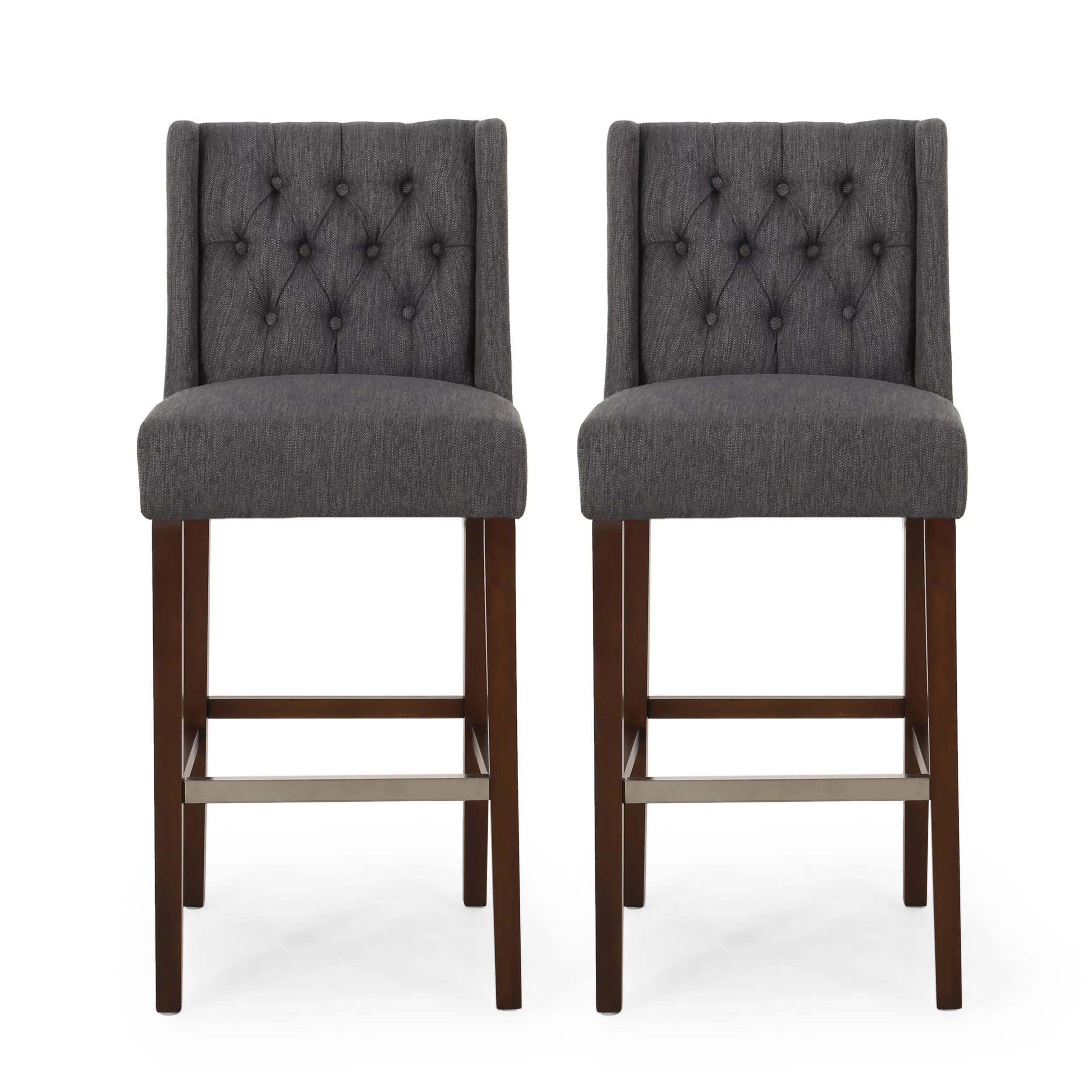 Noble House Daylanie Barstools, Charcoal, Espresso