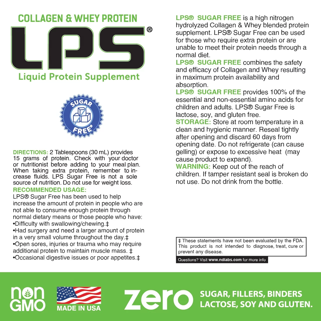 LPS Sugar-Free Collagen & Whey Liquid Protein Supplement by Nutritional Designs, 15g Protein/oz, Grape Flavor