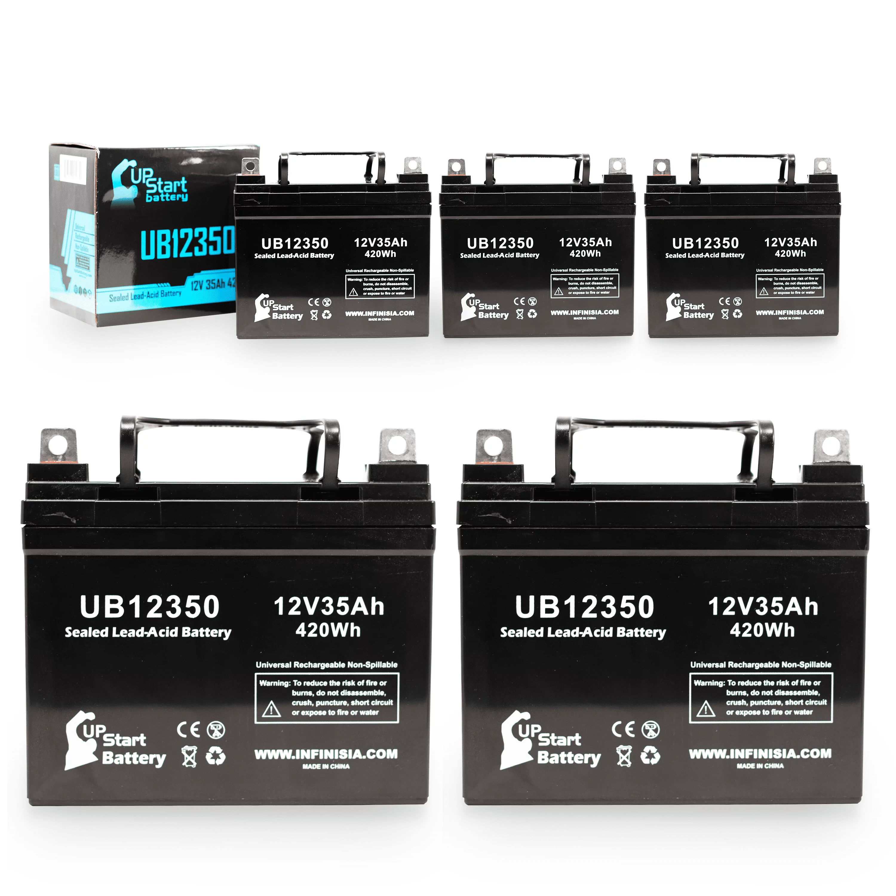 5x Pack - Compatible Suntech Regent3&4(newseries) Battery - Replacement UB12350 Universal Sealed Lead Acid Battery (12V, 35Ah, 35000mAh, L1 Terminal, AGM, SLA)
