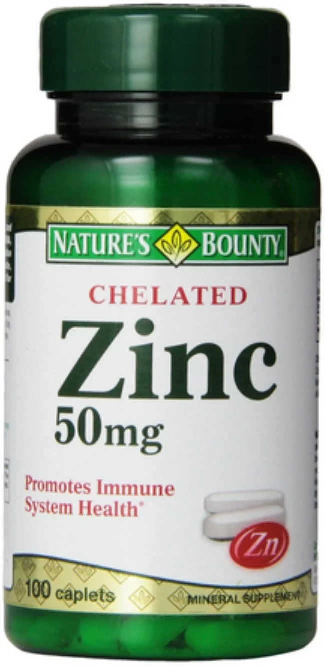 Nature's Bounty Chelated Zinc 50 mg Caplets 100 ea (Pack of 6)