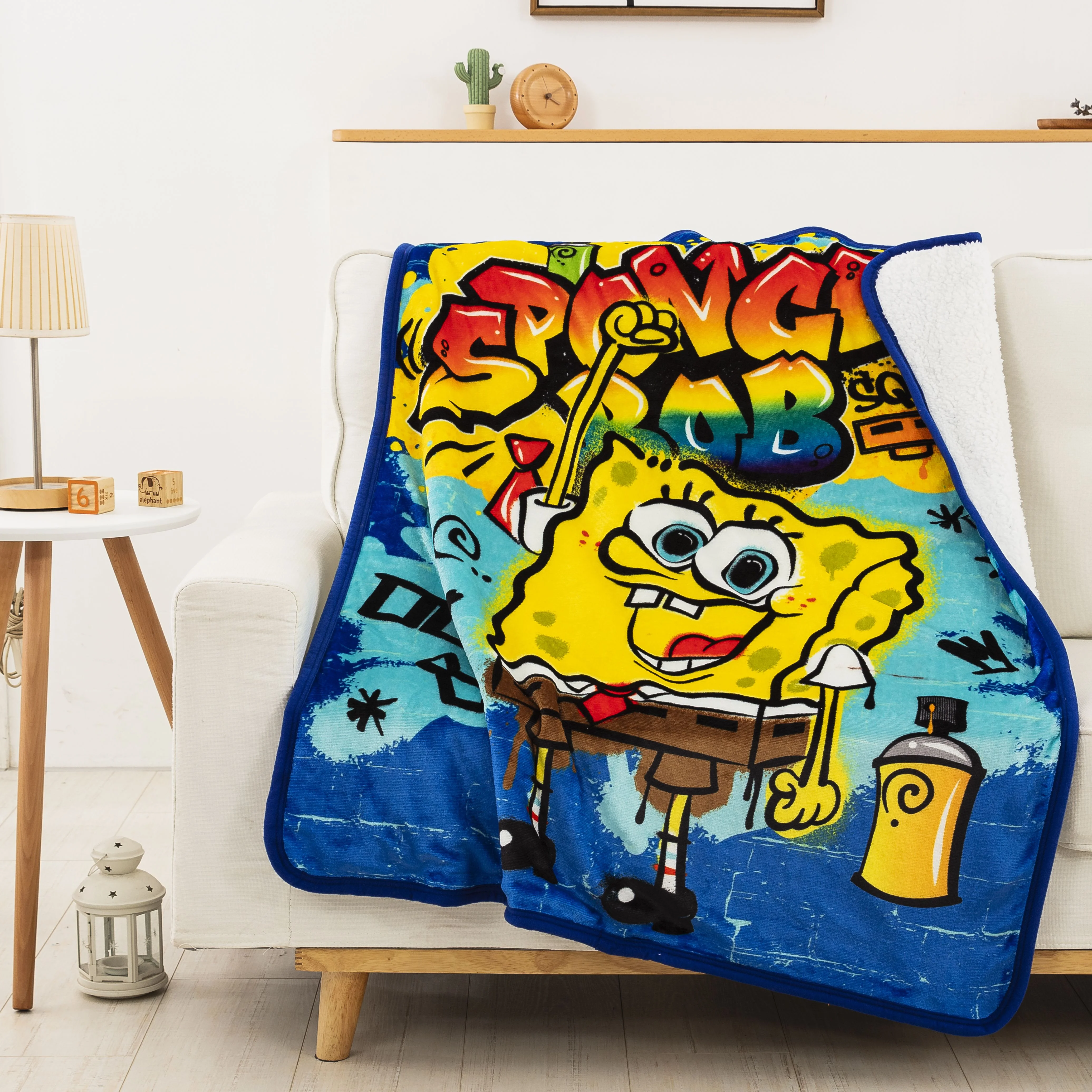 Spongebob Graffiti Bob Silk Touch Sherpa Blanket