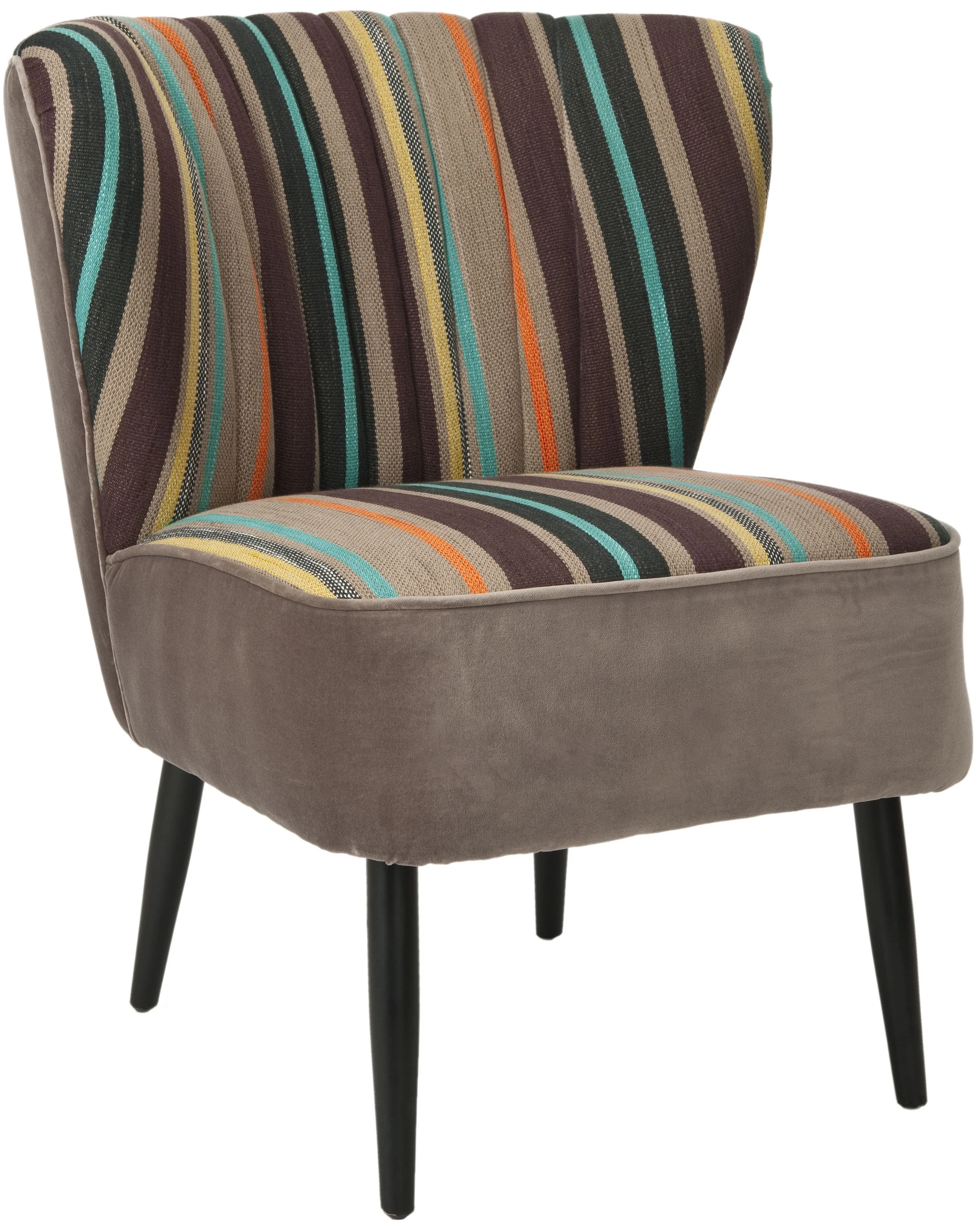 SAFAVIEH Morgan Transitional Glam Upholstered Accent Chair, Multi Striped