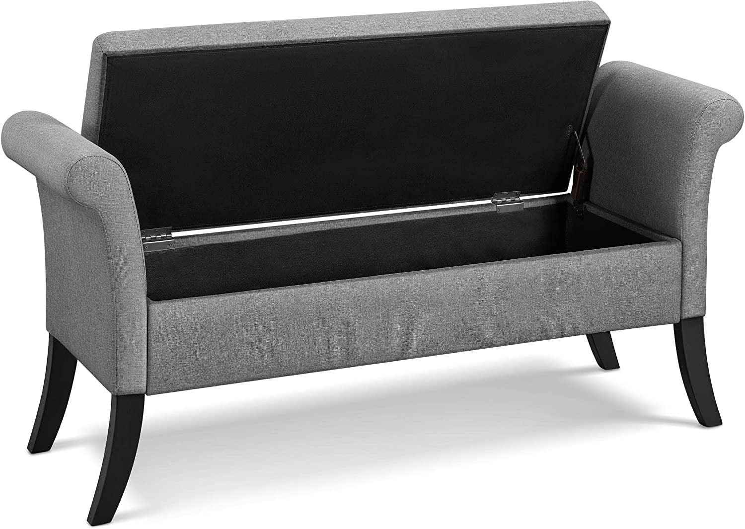 Modern Storage Bench Entryway Storage Ottoman with Rolled Arms Shoe Hallway Footrest Footstool with Lid for Entryway/Living Room Polyester Bench Seat, Light Gray