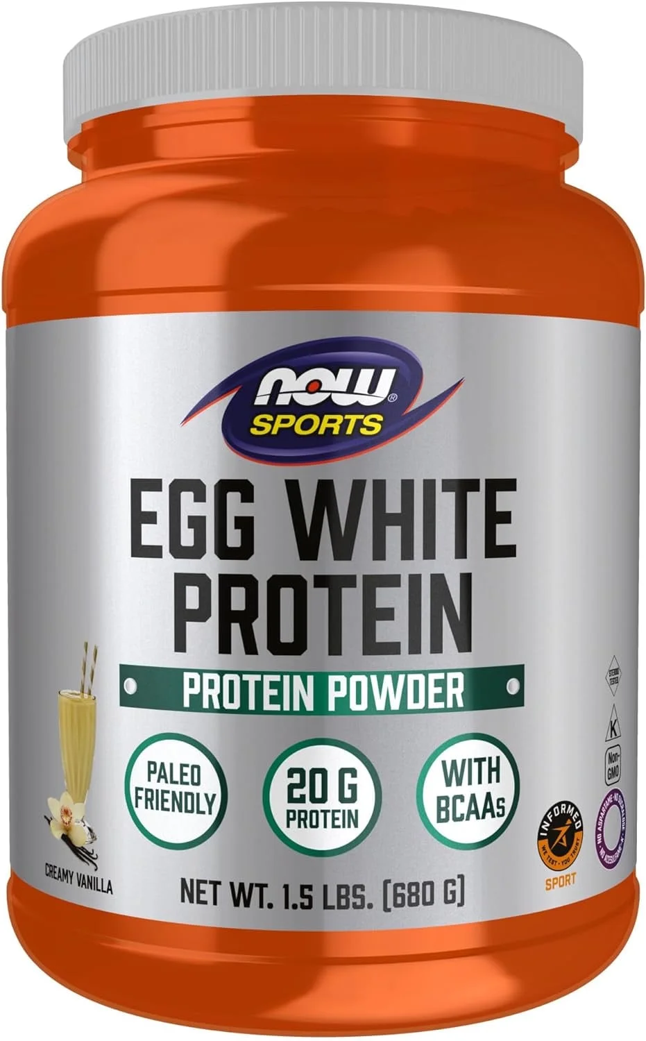 NOW Sports Eggwhite Protein Powder Creamy Vanilla - 1.5 lbs Pack of 2