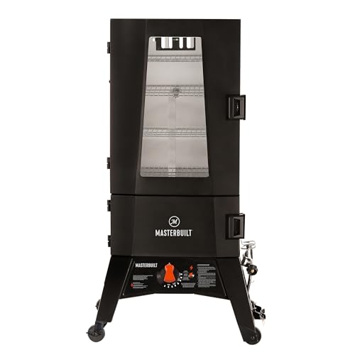 Masterbuilt? 40-inch ThermoTemp Propane Gas Vertical BBQ Smoker with Analog Temperature Control and 960 Cooking Square Inches in Black, Model MB20051316