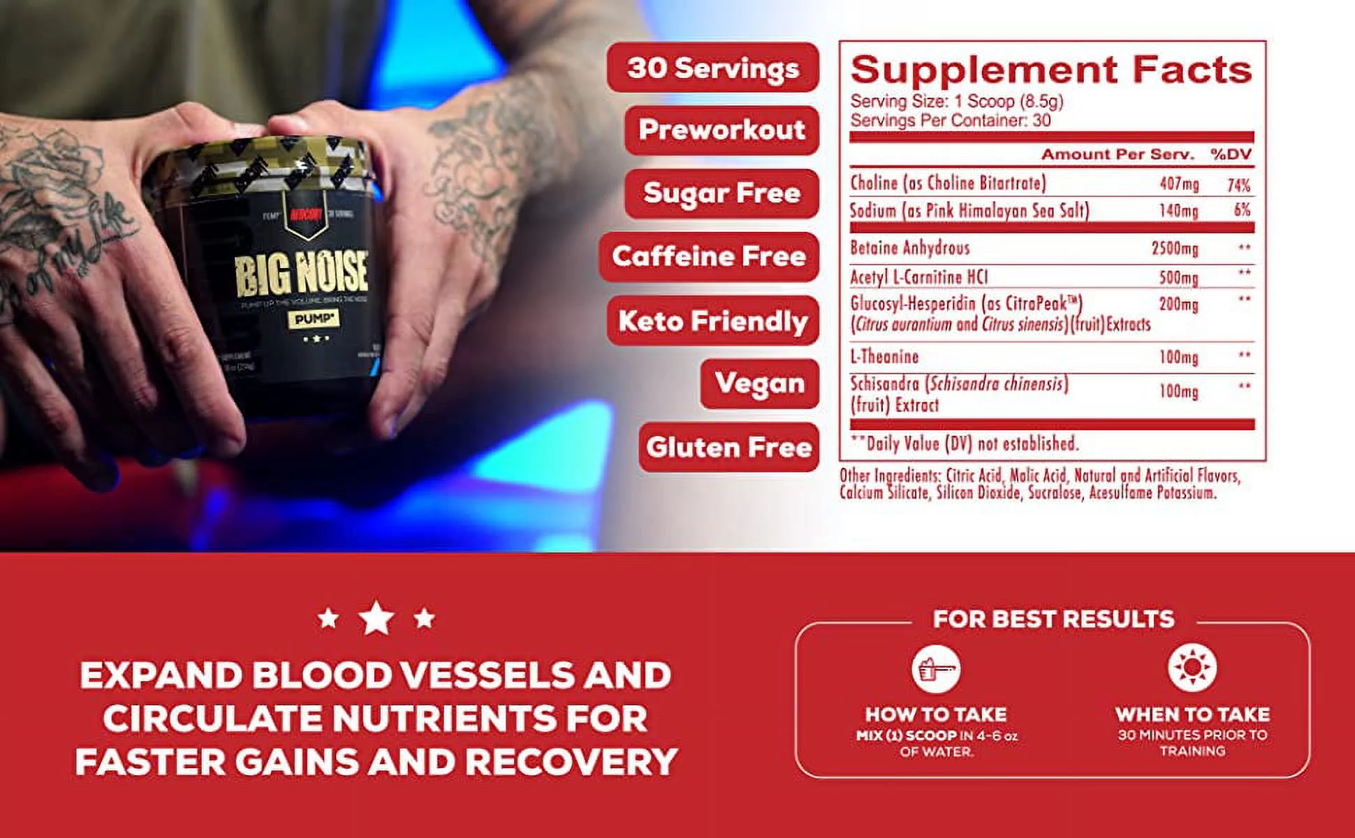 Redcon1 Big Noise Non-Stimulant Pre-Workout Strawberry Kiwi, 30 Servings