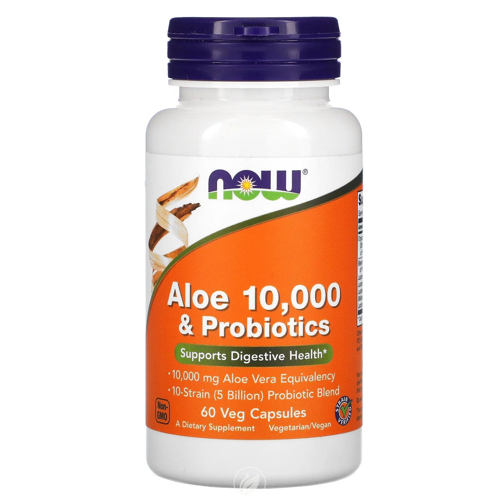 (3 Pack) NOW Supplements Aloe Vera 10,000 & Probiotics 60 Vcaps