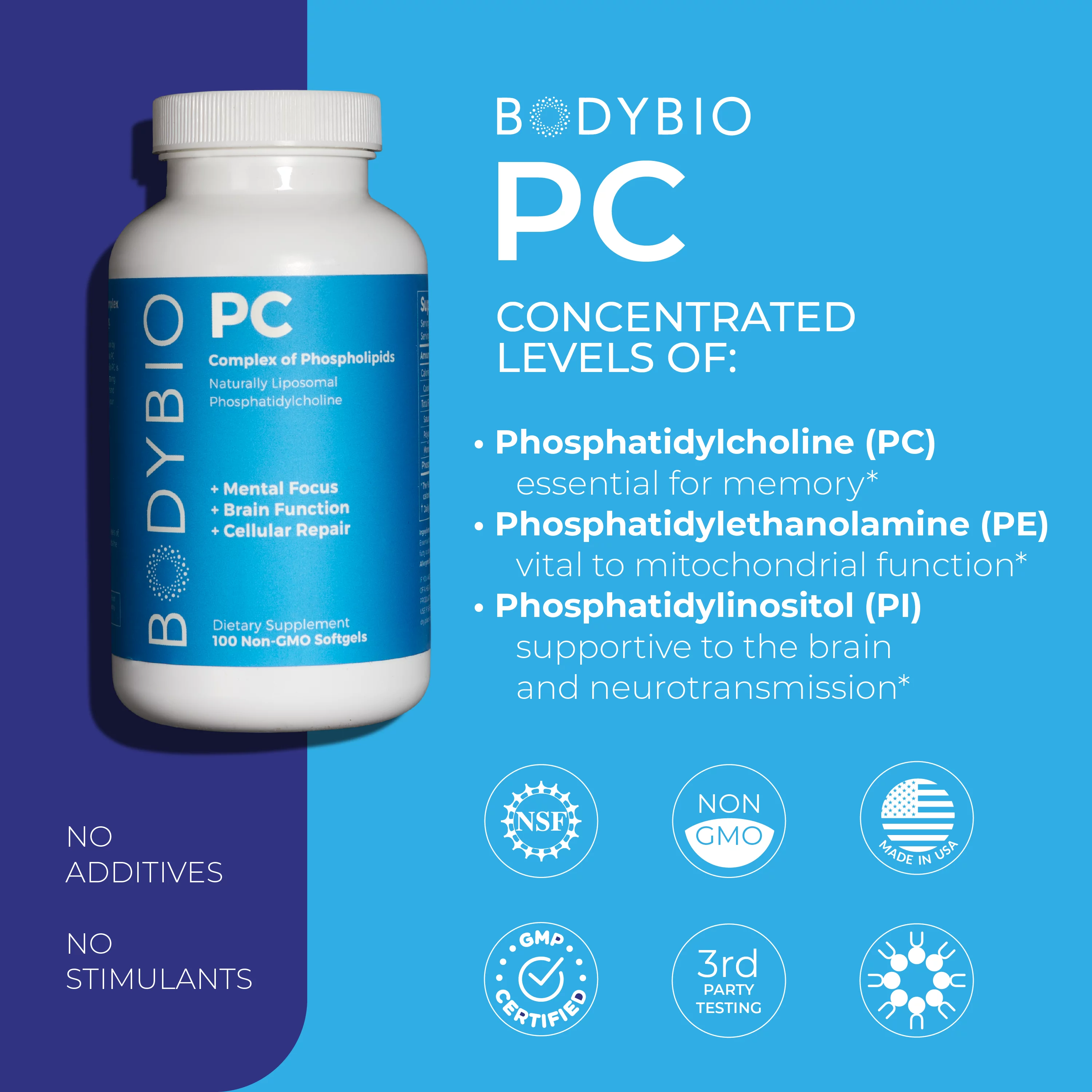 BodyBio - PC Brain Supplement 8 fl. oz. Phosphatidylcholine