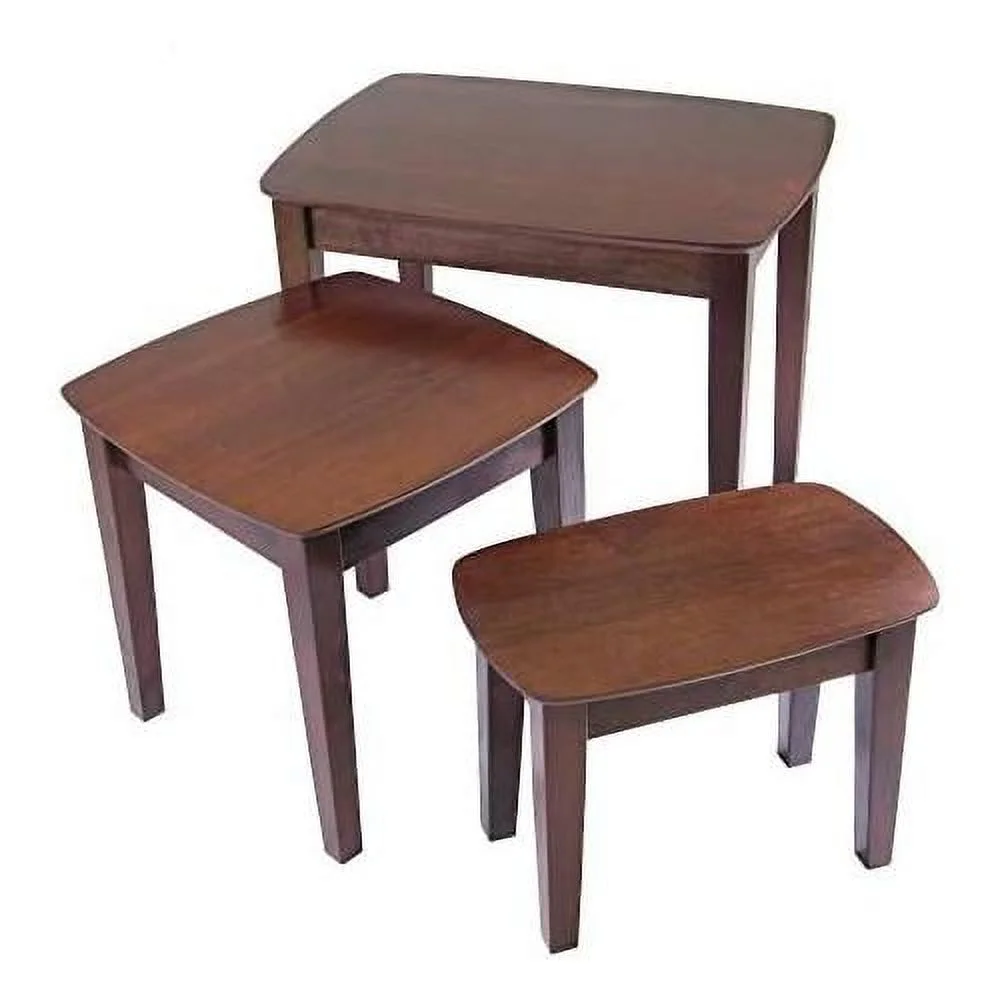 Set Of 3 Bradley Antique Walnut Solid Wood Nesting Table Set 26.75”