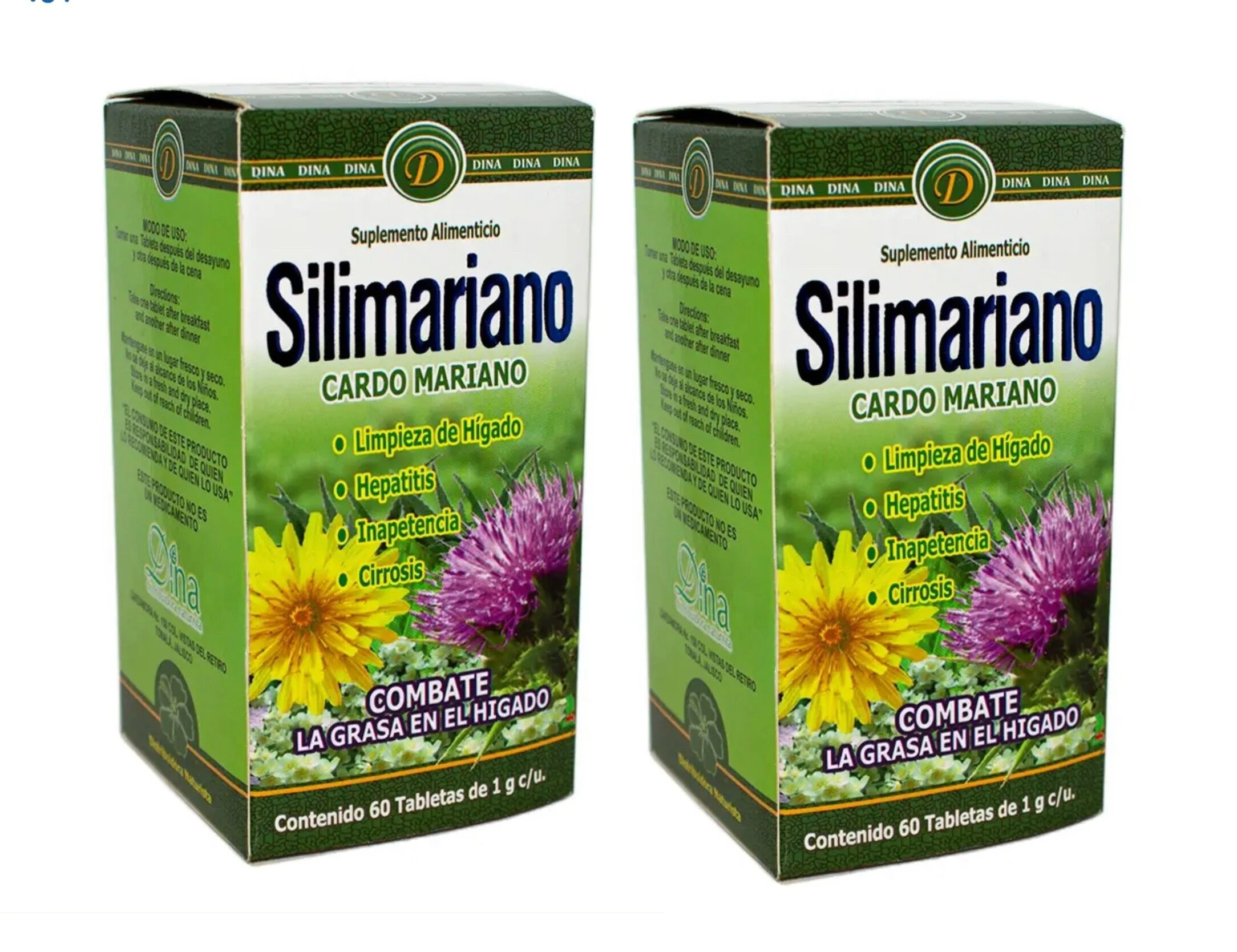 SILIMARIANO Cardo Mariano 60 Tablets (Silybum marianum) Nutritional Supplement (Pack of 2)