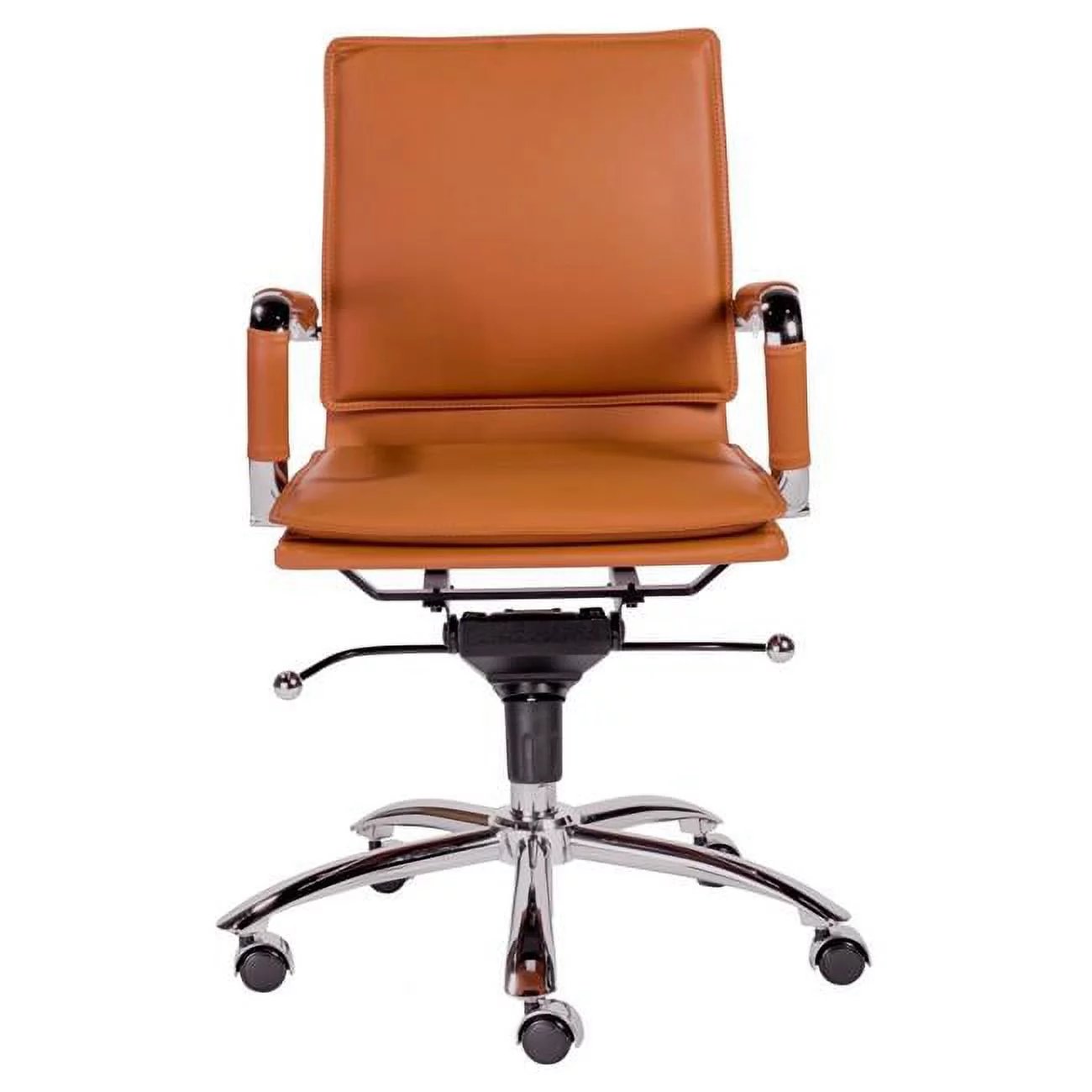 25.99 x 26.78 x 38.39 in. Low Back Office Chair with Chrome Base, Cognac