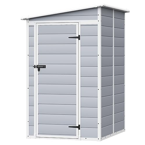 Homall Resin Outdoor Storage Shed, 6 X 4 FT Garden Tool Sheds & Outdoor Storage House with Single Lockable Door for Backyard Garden Patio Lawn