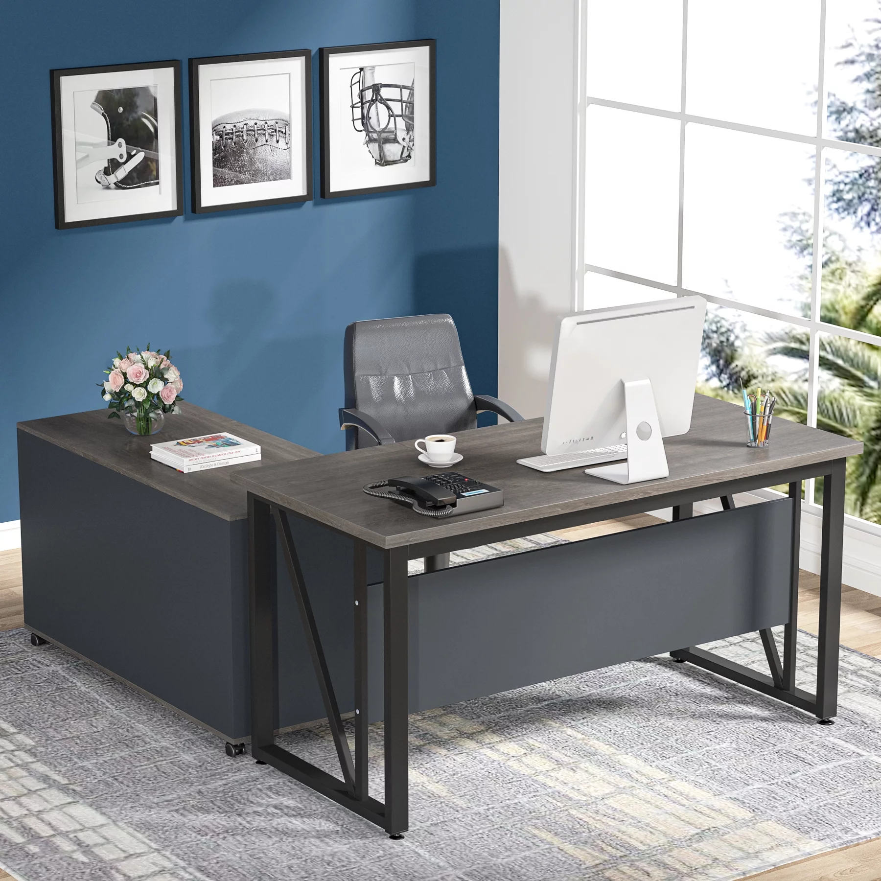 Tribesigns L-Shaped Computer Desk, 55 inches Executive Desk with 43