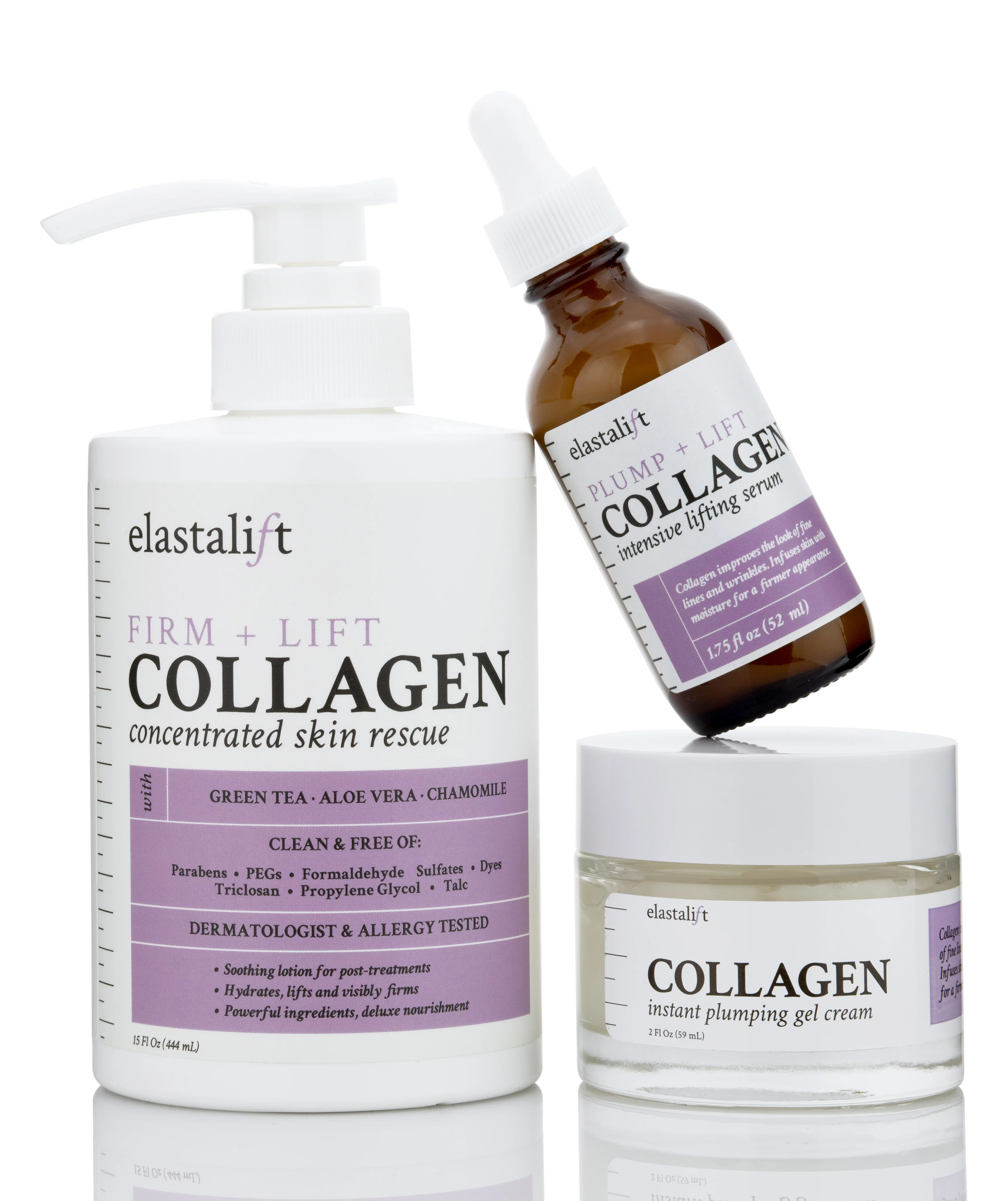 Elastalift Collagen Face Cream 2 fl oz + Body Cream 15 fl oz + Face Serum 1.75 fl oz Set of Three