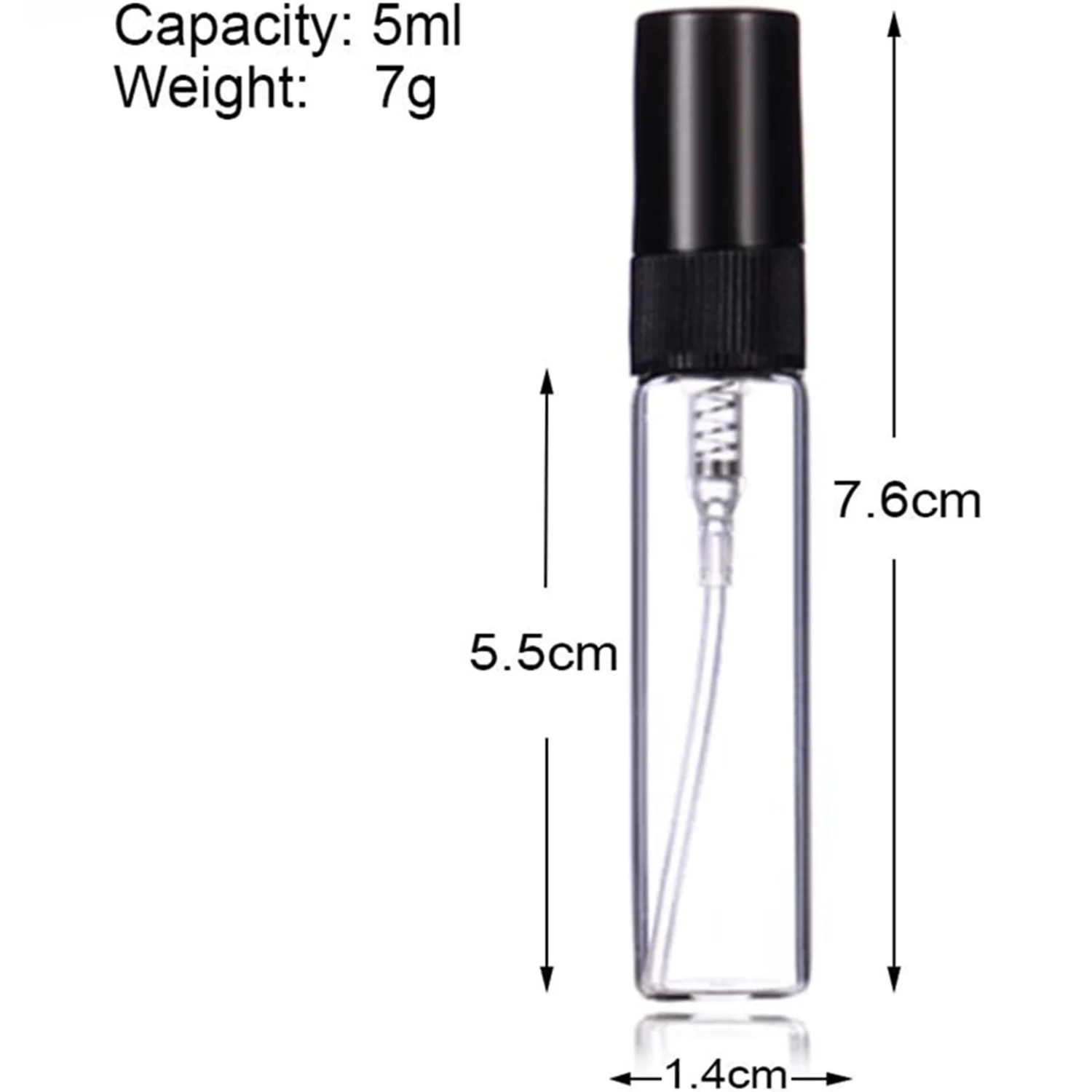 1000 Pcs of Refillable Black Atomizer Glass Spray Bottles for Perfume- 5ml (0.17oz) Capacity