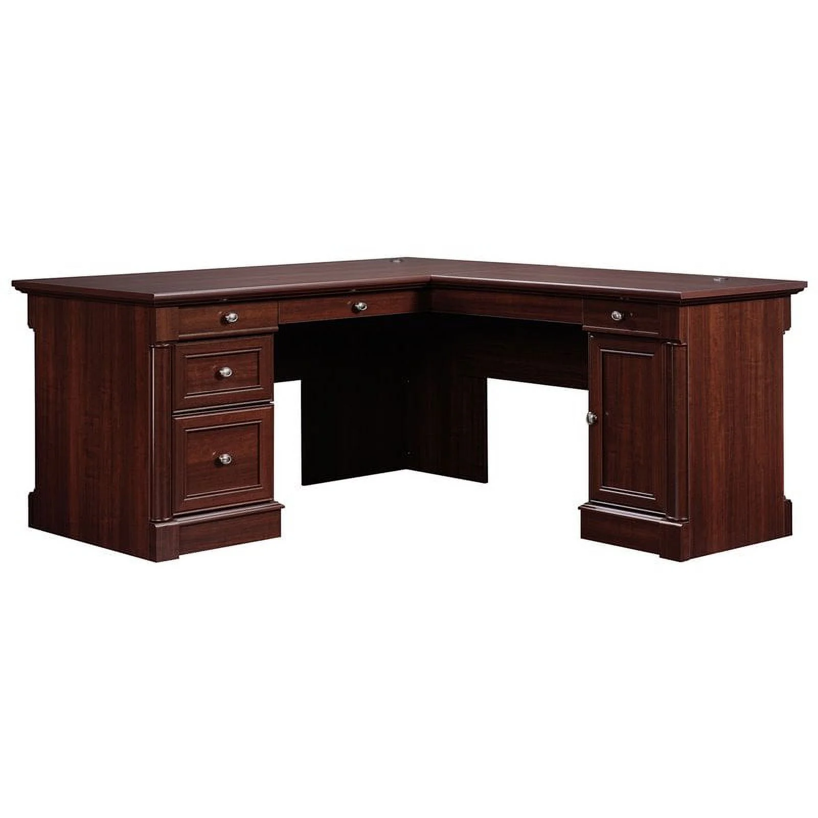 Kingfisher Lane L-Shaped Contemporary Engineered Wood Desk in Select Cherry