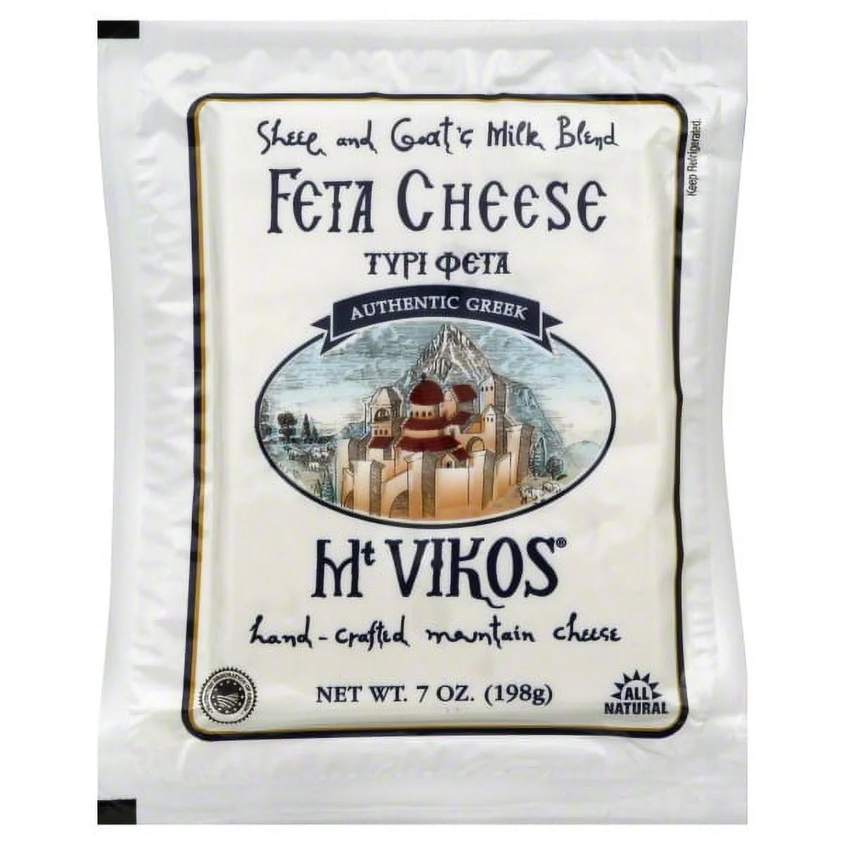 Mt Vikos Traditional Feta Cheese, 7 Ounce -- 12 per case.