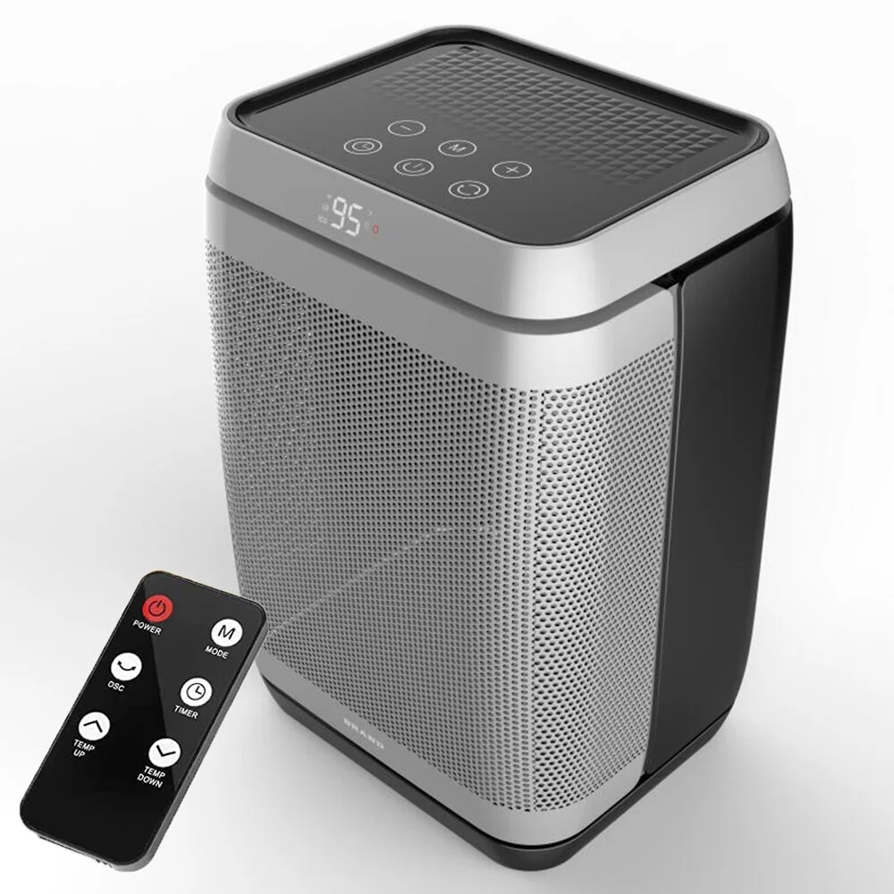 Aoresac 1500W Portable Space Heater with Remote Control 80°Oscillation PTC Ceramic Heater with Digital Display 4 Modes 12h Timer Adjustable Thermostat Quiet