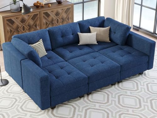 Belffin Modular Sectional Sofa with Storage Sectional Sleeper Couch Modular Sofa Bed for Living Room Dark Grey