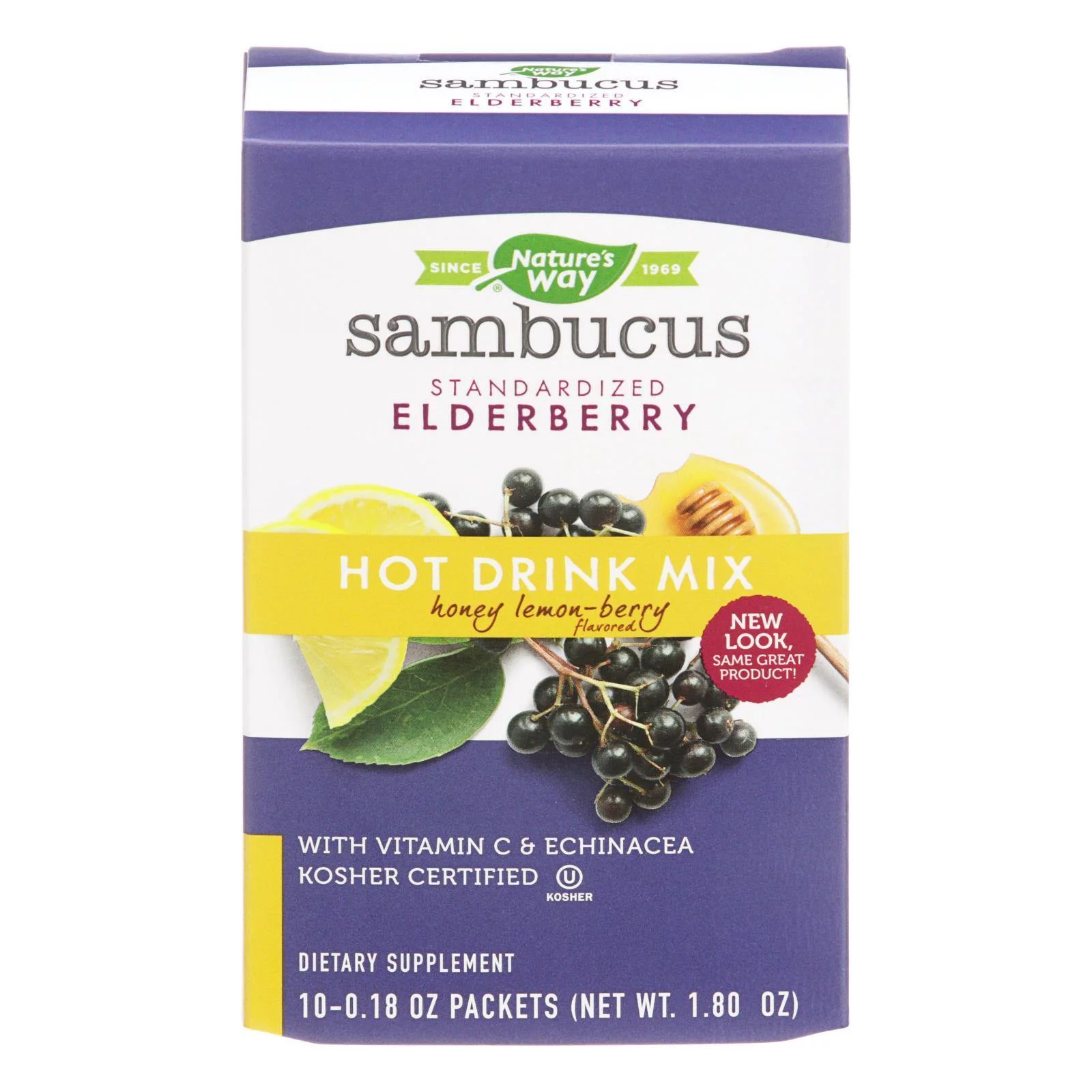Nature's Way Sambucus Standardized Elderberry Hot Drink Mix - Honey Lemon-Berry