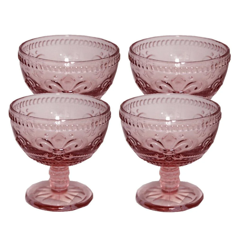 Vintage Pressed Colorful Glass Dessert Bowls (12 oz. set of 4) - Light Purple