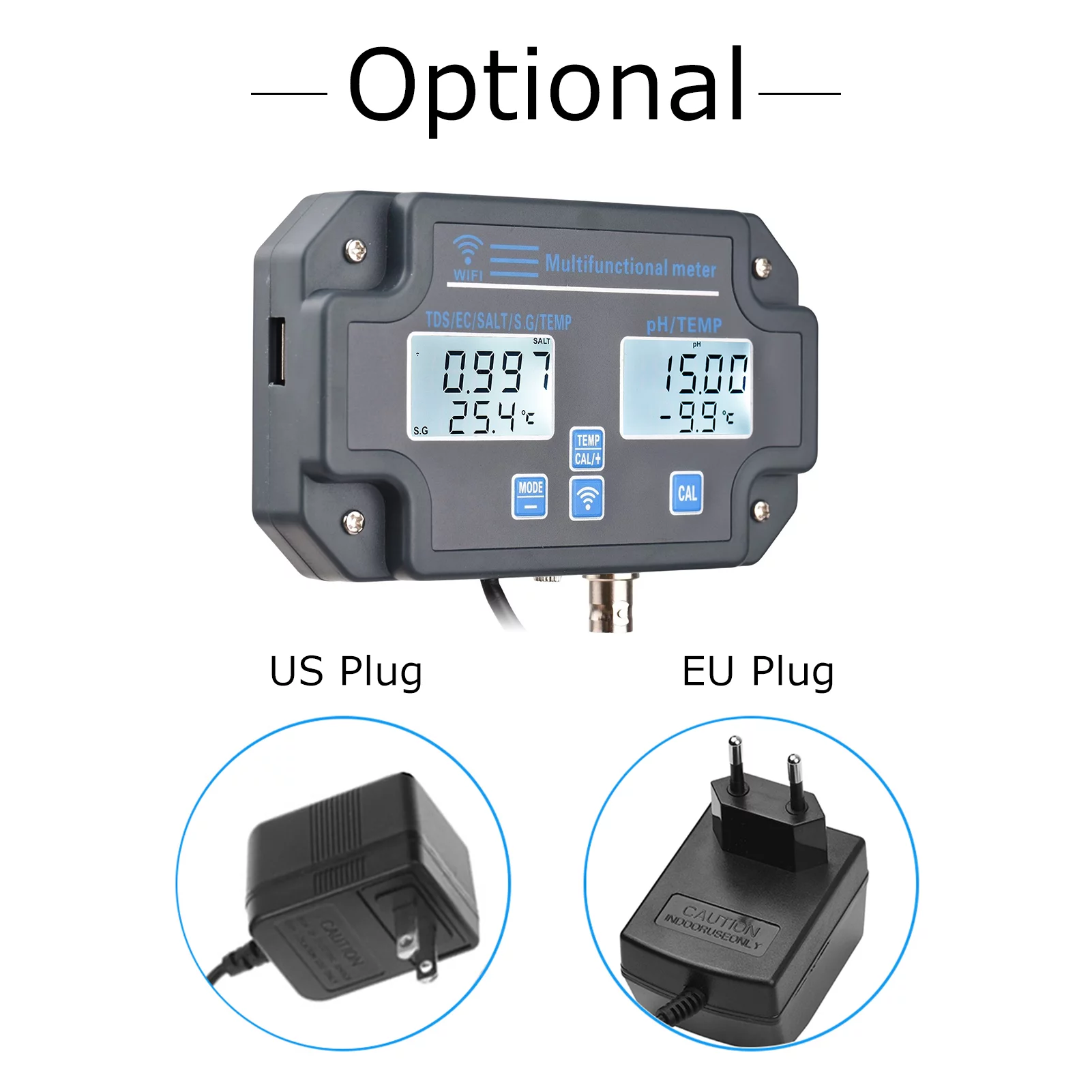 6588 Wifi Digital Water Quality Tester Wall Mounted 6 in 1 Water Analyzer PH/ EC/ / SALT/ S.G/ Temperature APP Remote Monitoring Alarm Notification for Drinking Water Aquarium Hydroponics Lab