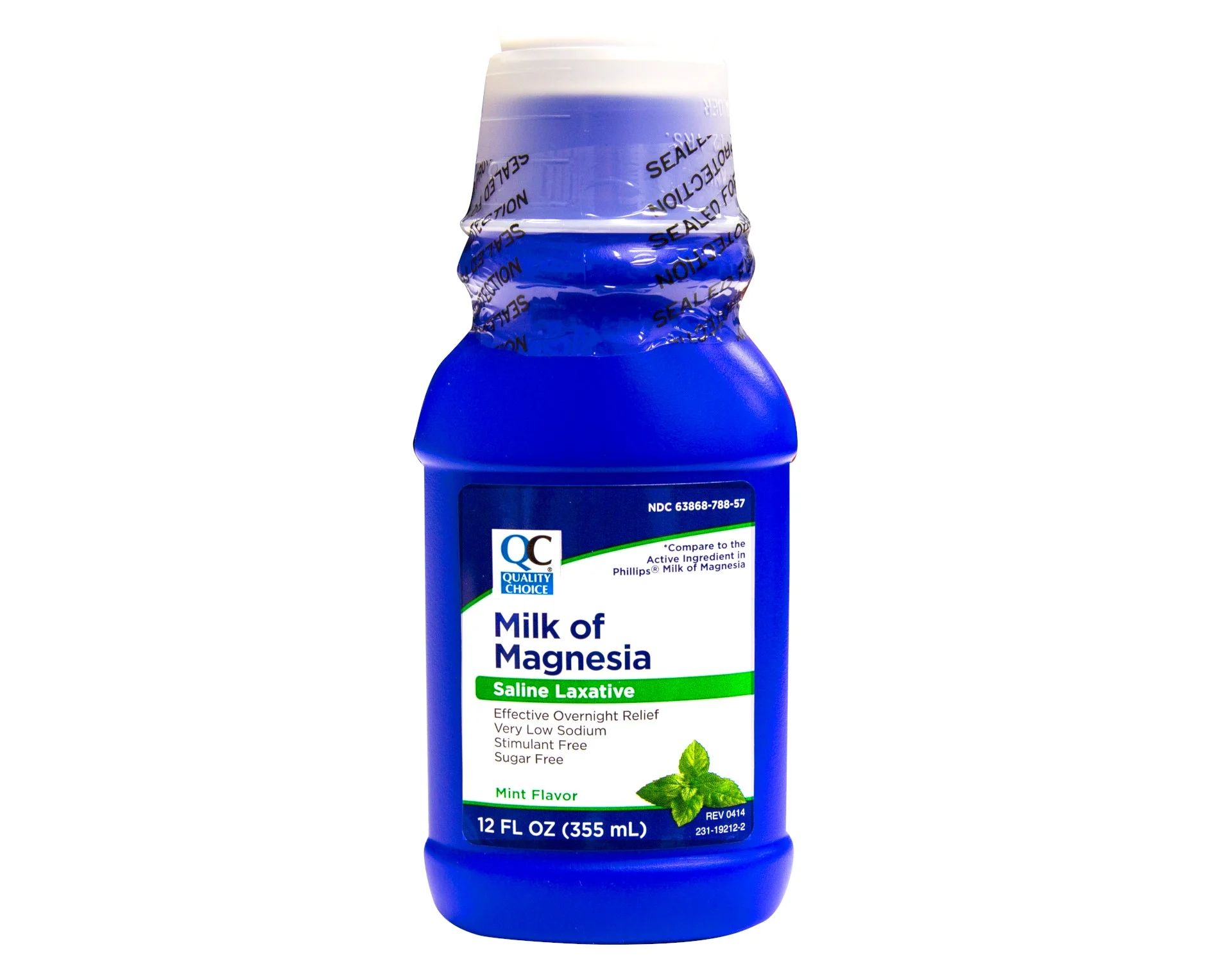 4 Pack - Quality Choice Mint Flavor Milk of Magnesia Liquid Laxative 12oz Each