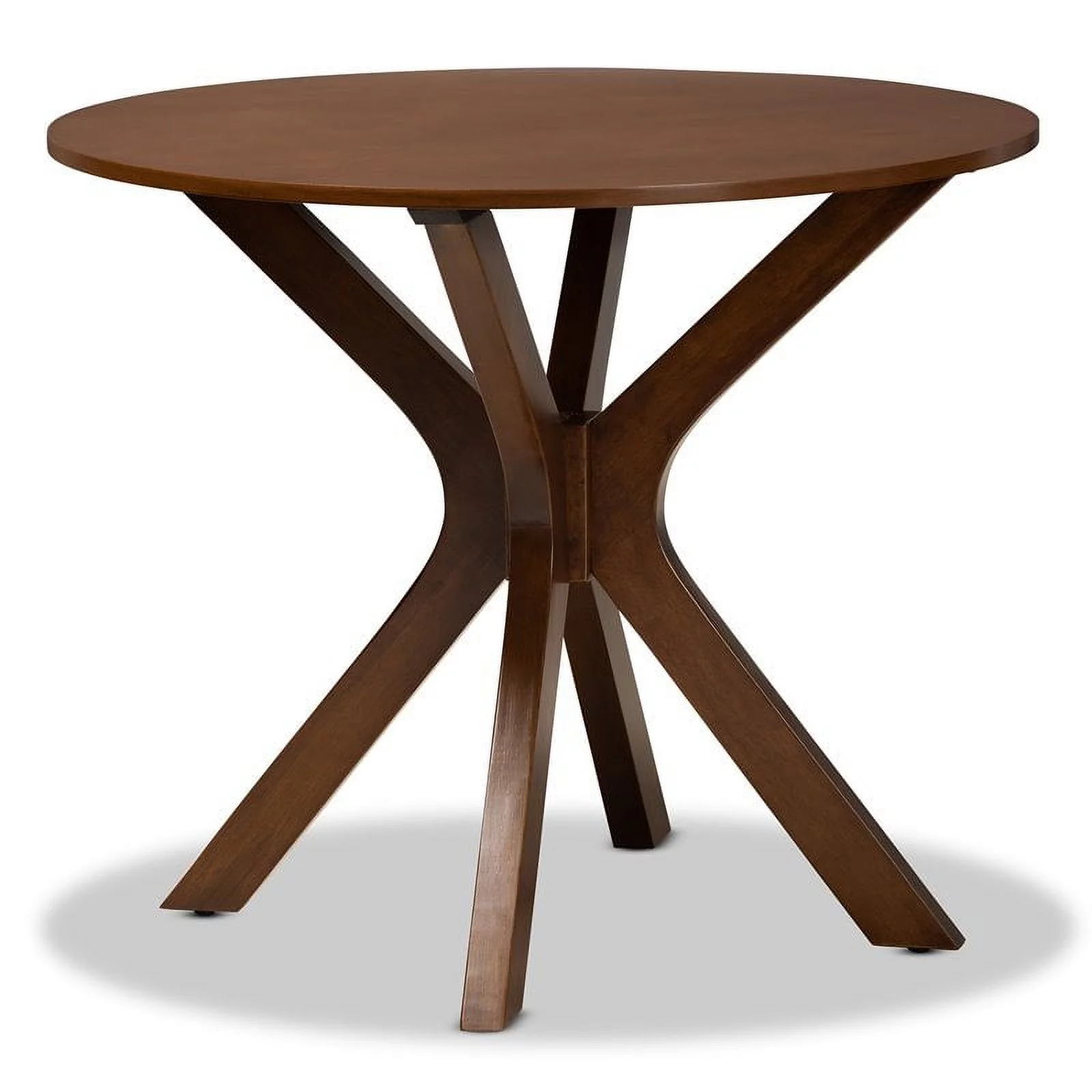 Bowery Hill Mahogany Walnut Brown Finished 35-Inch-Wide Round Wood Dining Table