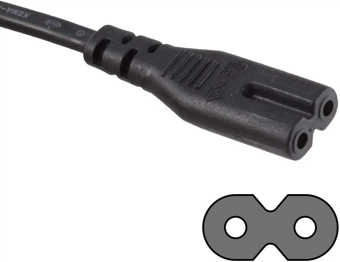United Kingdom UK 2- Slot Printer Power Cord Cable, Non-Polarized (IEC-320-C7 to CEE 7/16) Works with Notebook Laptop,