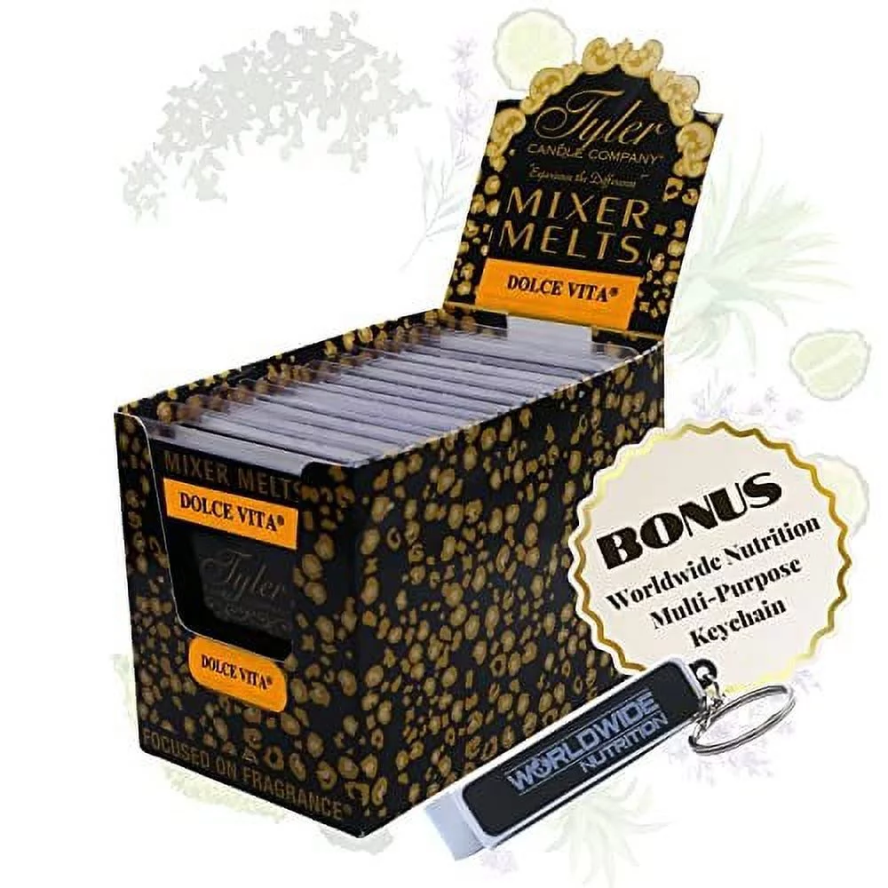 Worldwide Nutrition Tyler Candle Company Dolce Vita Scent Wax Melts - Soy Wax Scented Mixer Melts with Essential Oils for Wax Warmer - Box of 14, 6 Bars per Melt Multi Purpose Key Chain