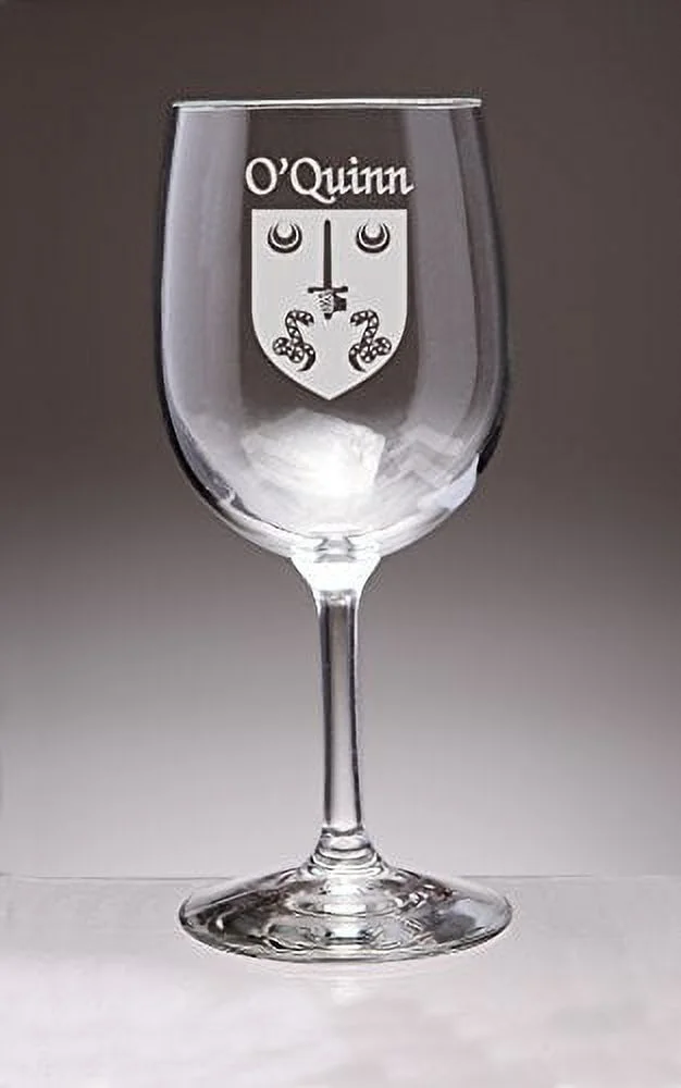 O'Quinn Irish Coat of Arms Wine Glasses - Set of 4 (Sand Etched)