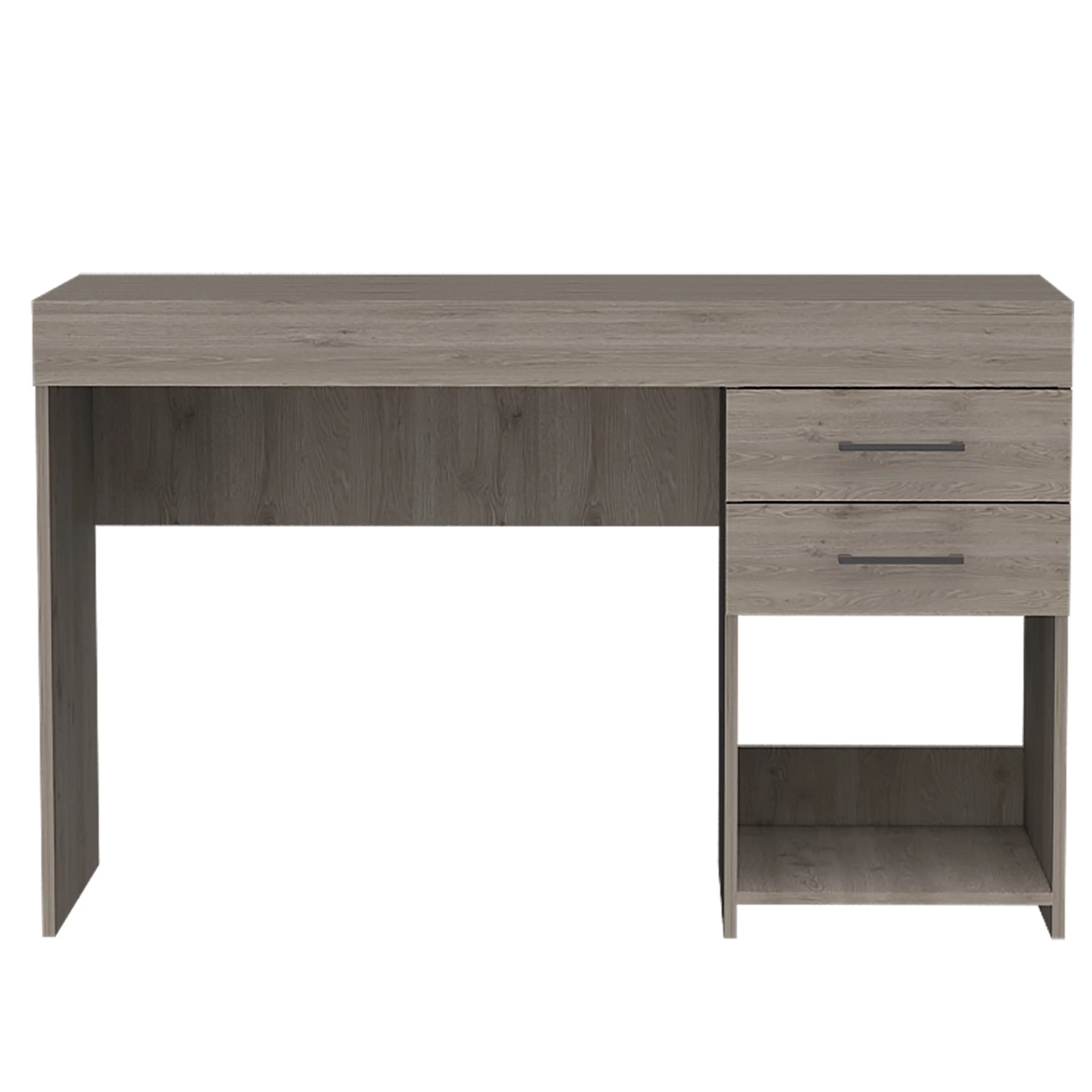 Ibare Two Drawer Computer Desk, One Lower Shelf -Light Gray