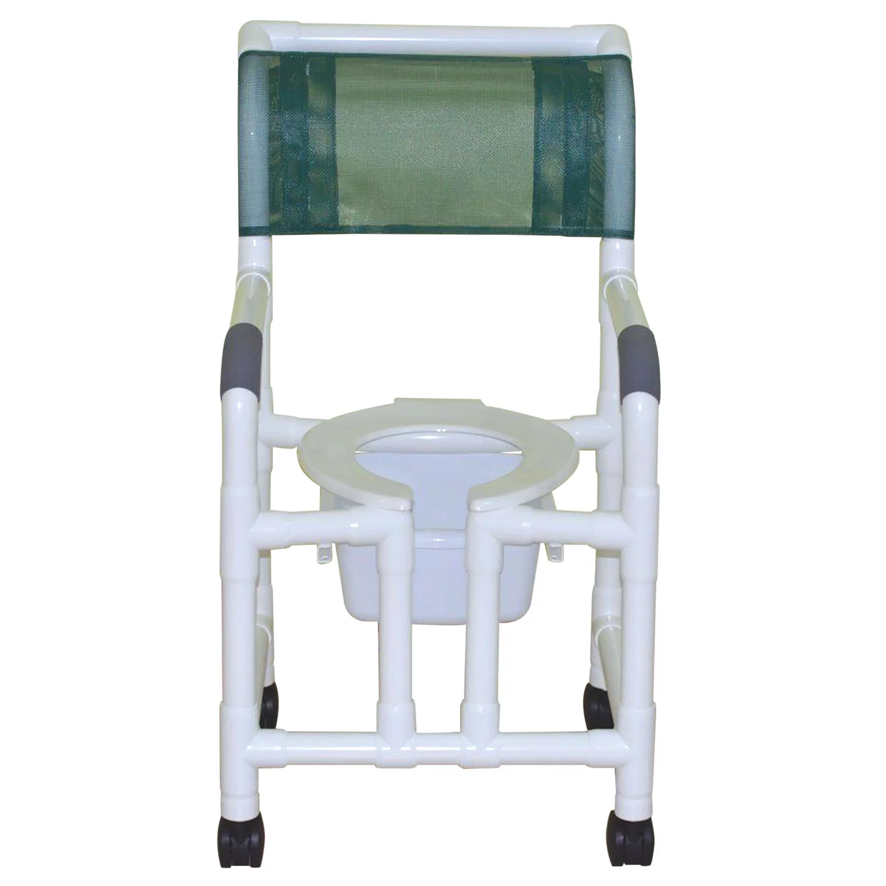 MJM International 118-3TW-OF-SQ-PAIL Shower Chair with Open Front and Slide Out Commode Pail