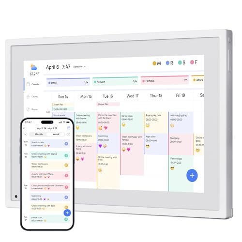 Dragon Touch 10.1 inch Digital Calendar Chore Chart – Interactive Touchscreen, Smart Family Planner, Hearth Display Desk Digital Calendar Seamless Scheduling