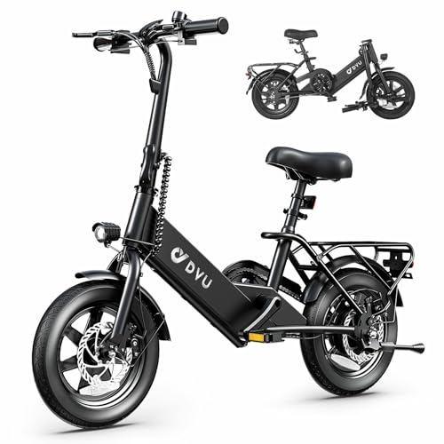 DYU Electric Bike for Adults Teens, Folding Electric Bicycle,Commuter City E-Bike with 350W Motor and 36V 7.5Ah Battery,3 Levels Assist, Dual Disc Brakes,14/16