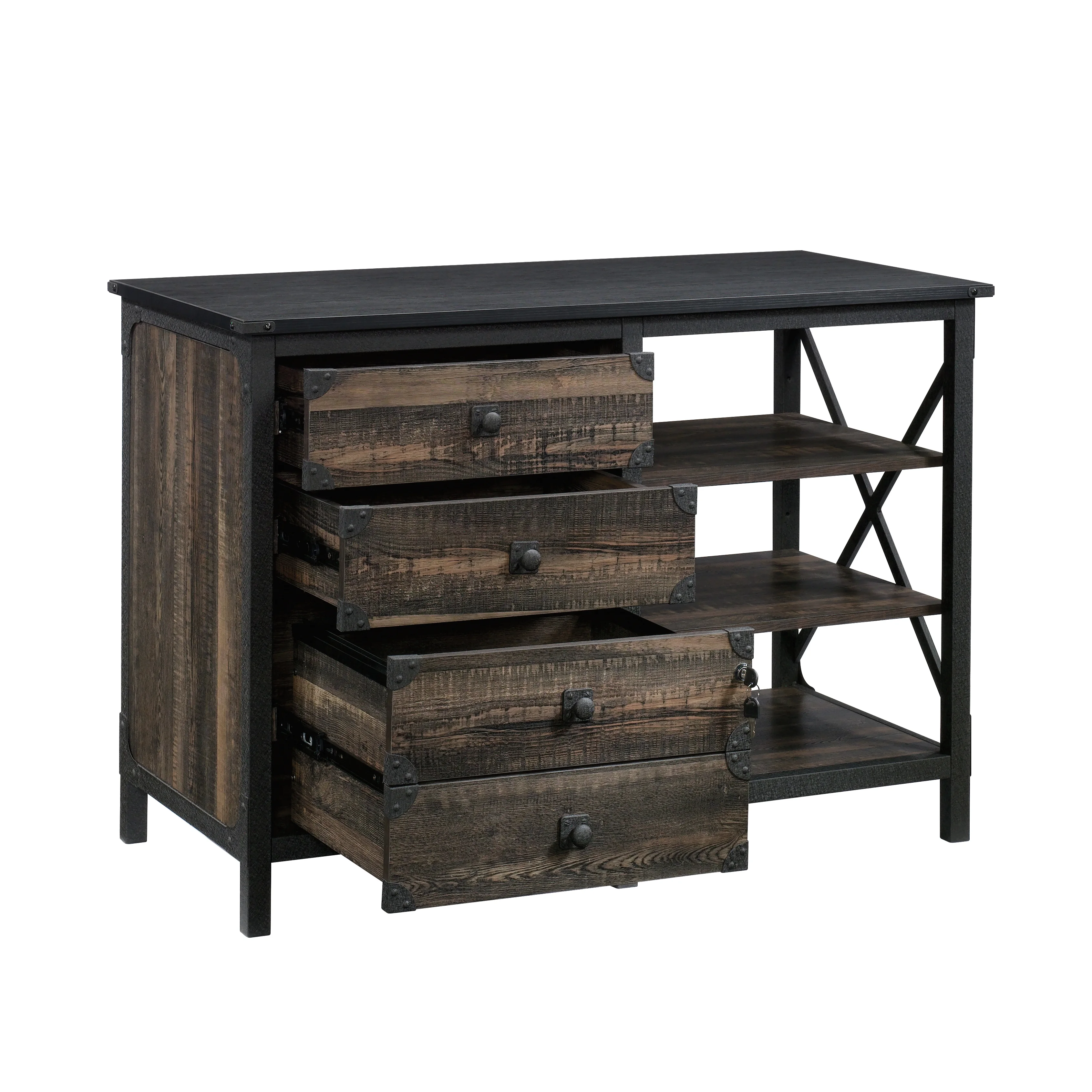 Worksense by Sauder Foundry Road Commercial Office Credenza, Carbon Oak Finish