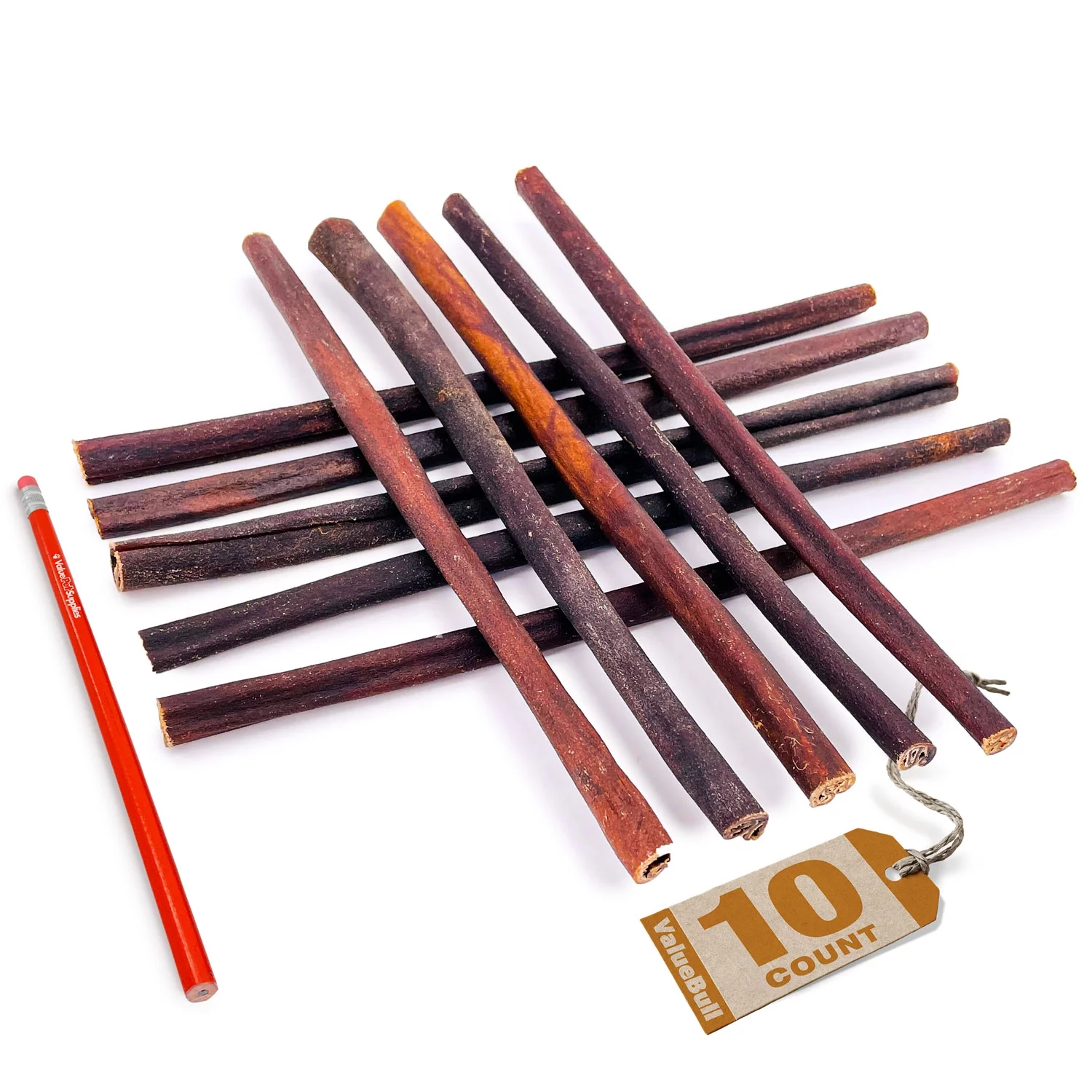 ValueBull Collagen Sticks, Long Lasting Beef Small Dog Chews , Healthy & Safe, Thin 12 Inch, 10 Count